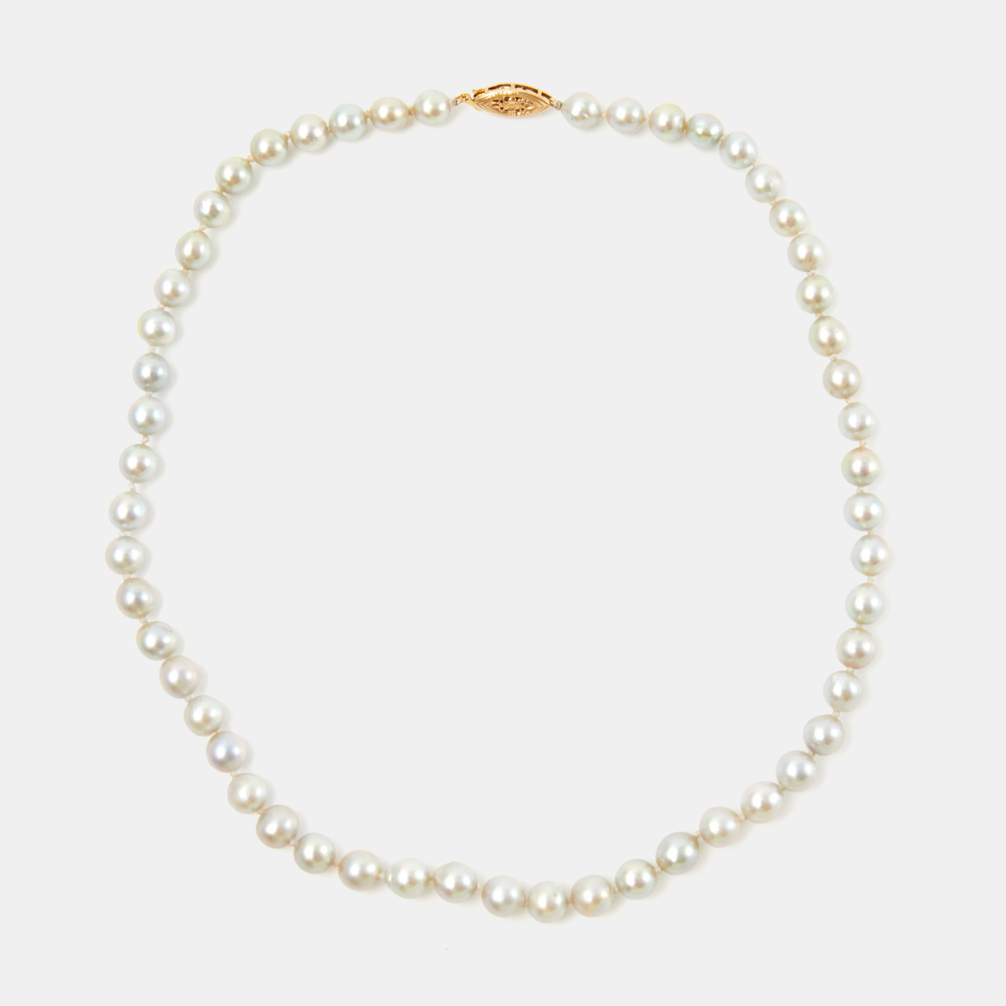PÄRLCOLLIER, lås i 14 k guld, odlade saltvattenspärlor, ca 6,3-6,9