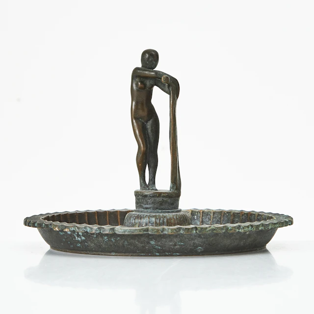ARVID KNÖPPEL. FAT med skulptur, patinerad brons, märkt Otto Meyers