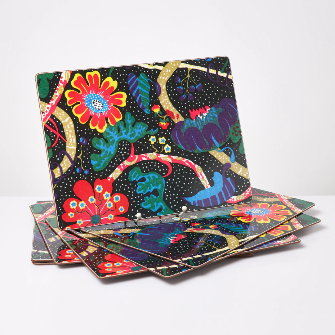 JOSEF FRANK. Bordsunderlägg, 8 st, "Mirakel", för Firma Svenskt Tenn.
