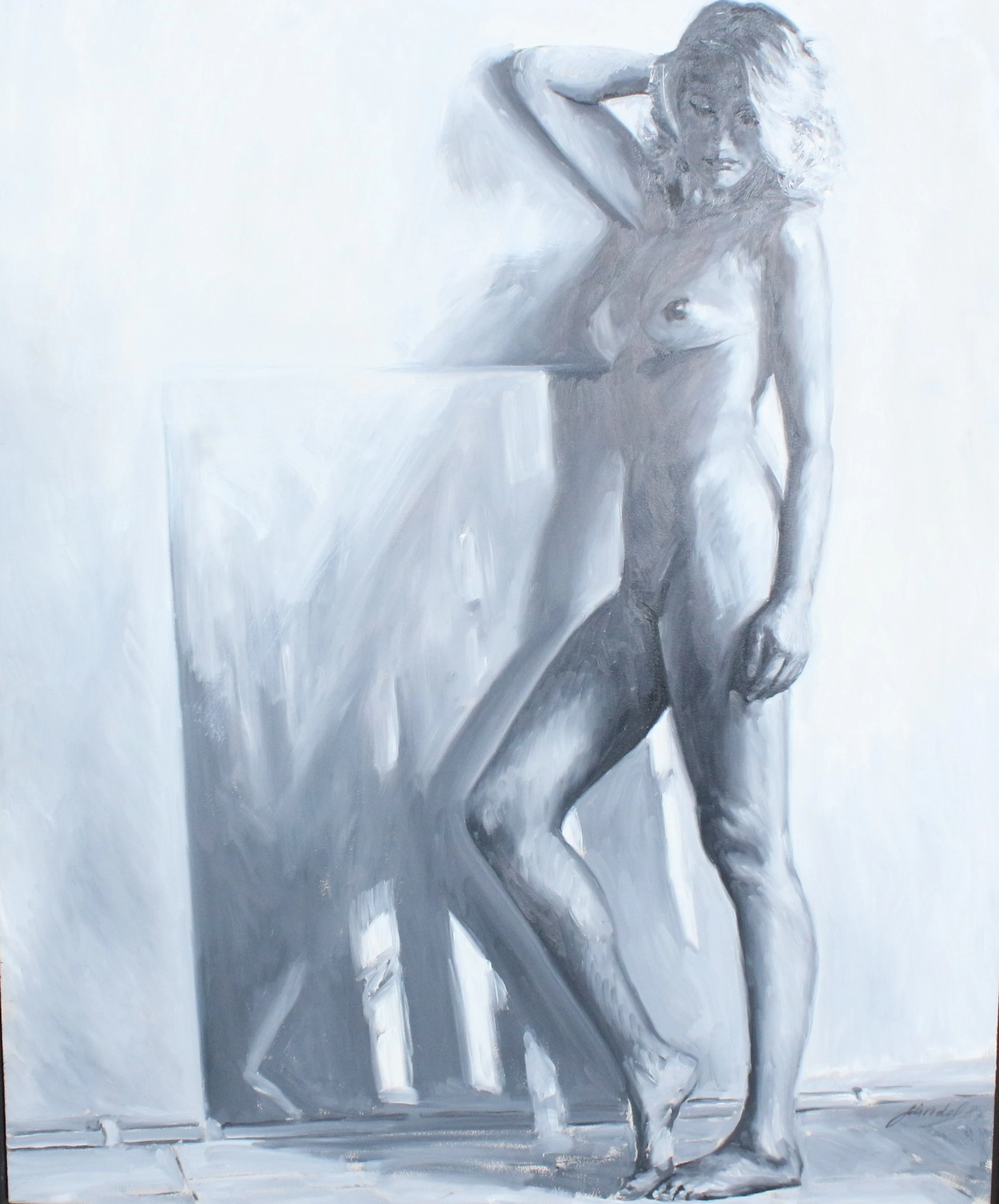PETER HANDEL (*1949). Öl auf Holzplatte, '' Ute '' (1987).