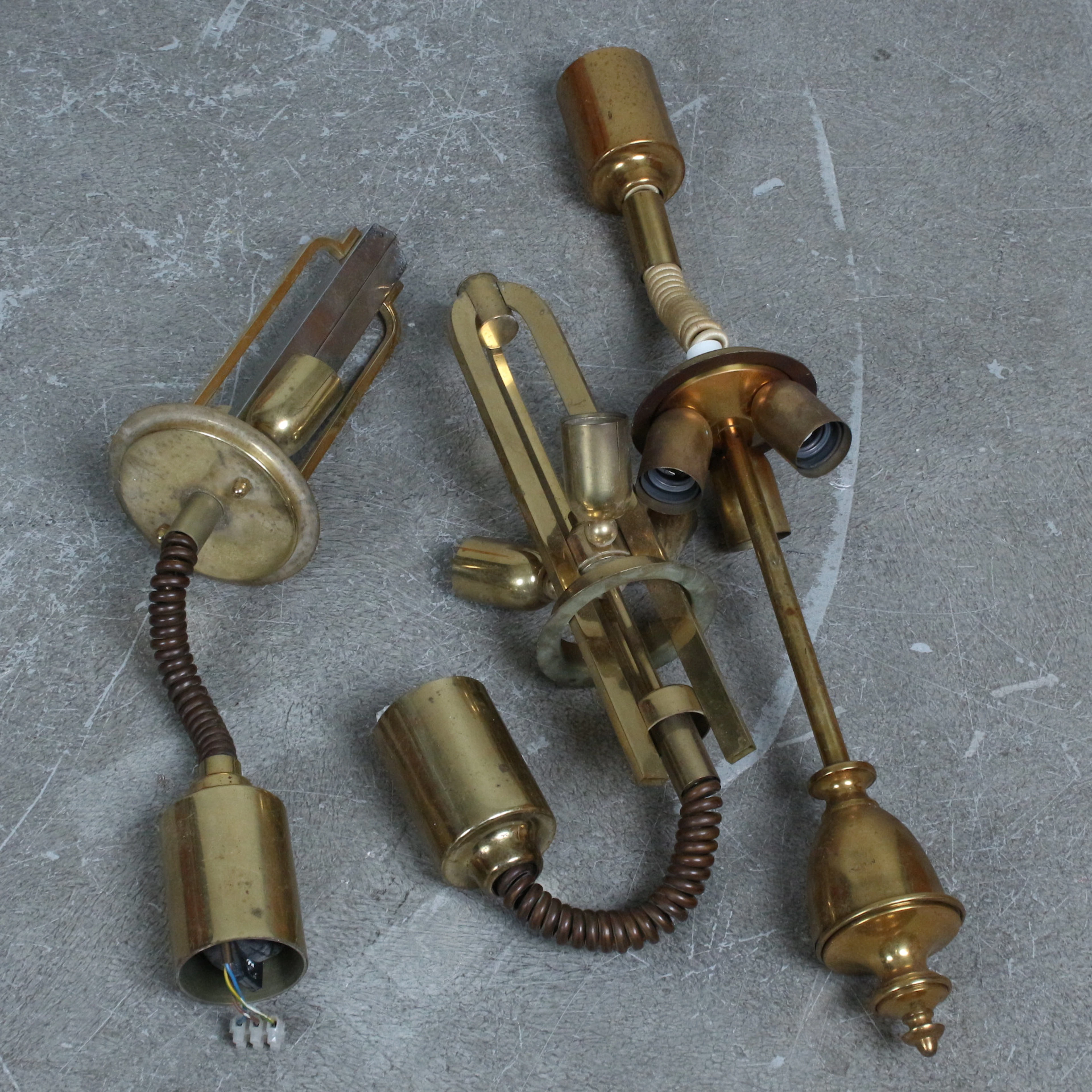 Konvolut Deckenlampe der 1970er, Messing, Chrom.