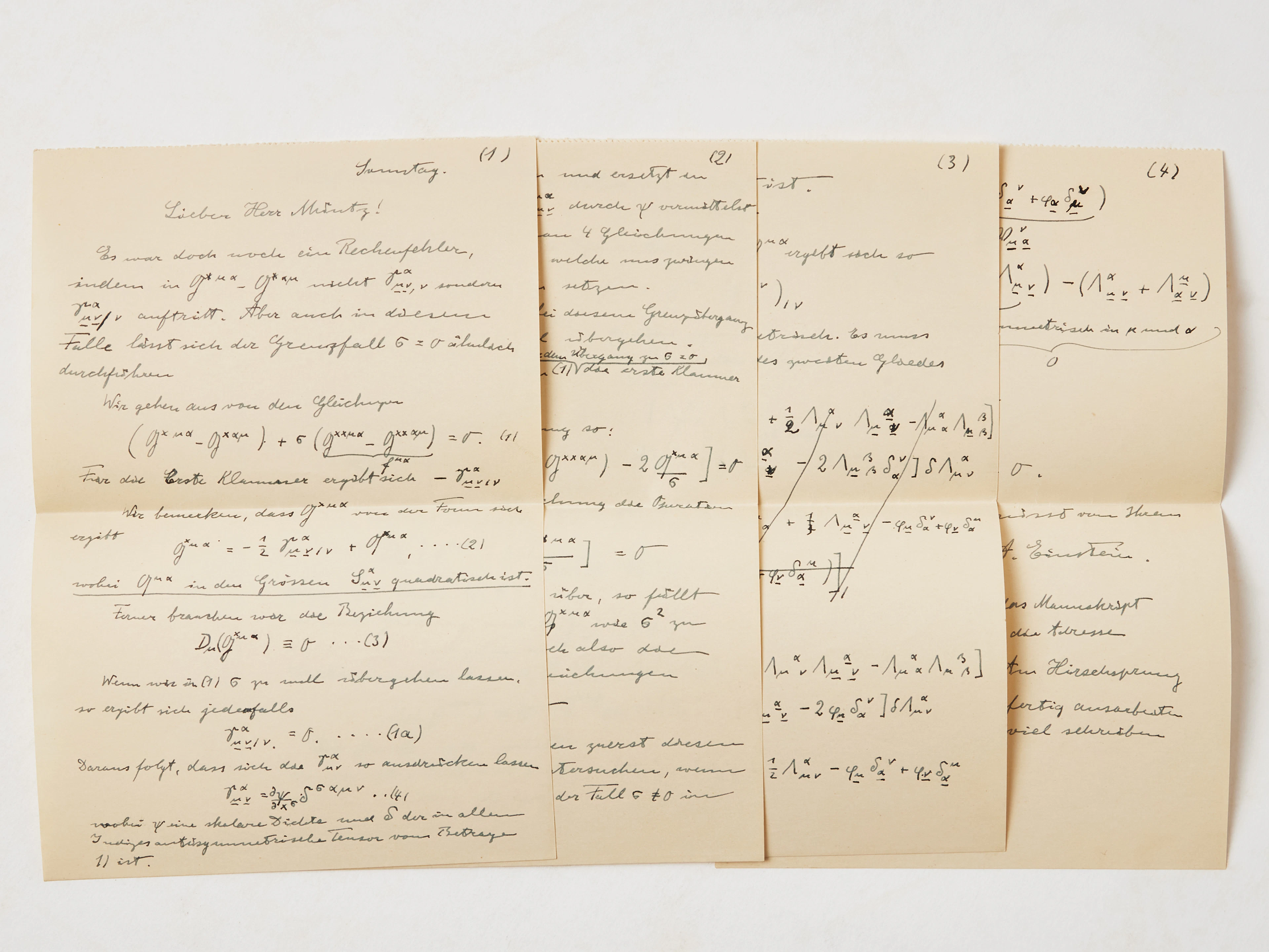 ALBERT EINSTEIN, AUTOGRAPH LETTER SIGNED TO HERMAN MÜNTZ, with equations