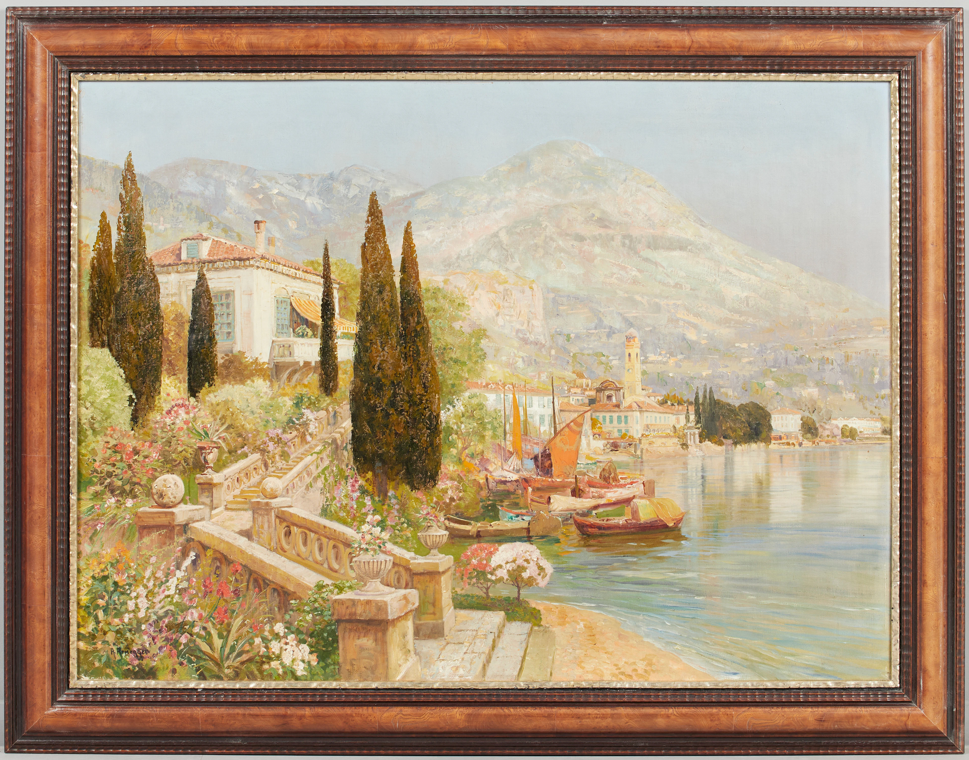 ALOIS ARNEGGER (1879-1963). Italienische Küstenstadt, Ölgemälde.