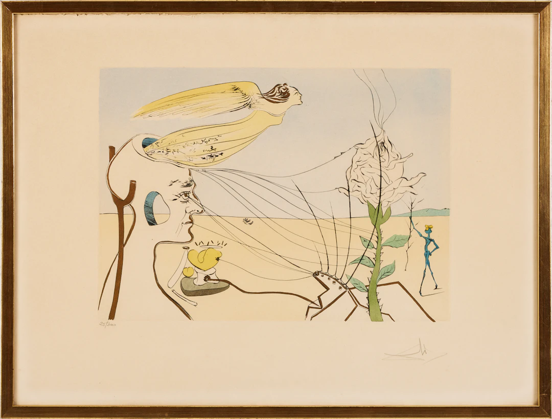 SALVADOR DALÍ. La rose (The dream), etsning, signerad med blyerts, 25/300.