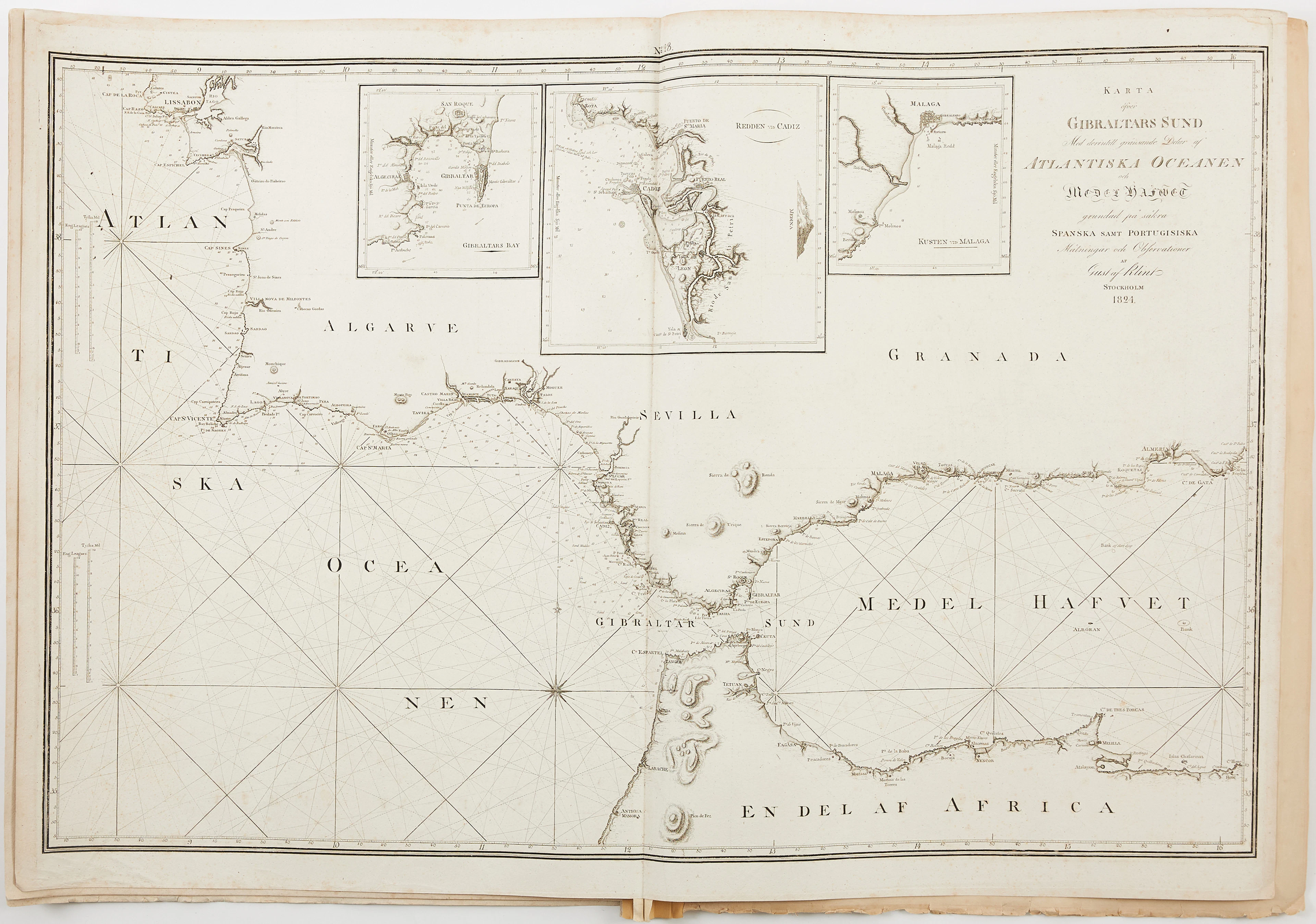 GUSTAF AF KLINT, 6 SEA CHARTS OF THE ENGLISH CHANNEL and THE MEDITERRANEAN.