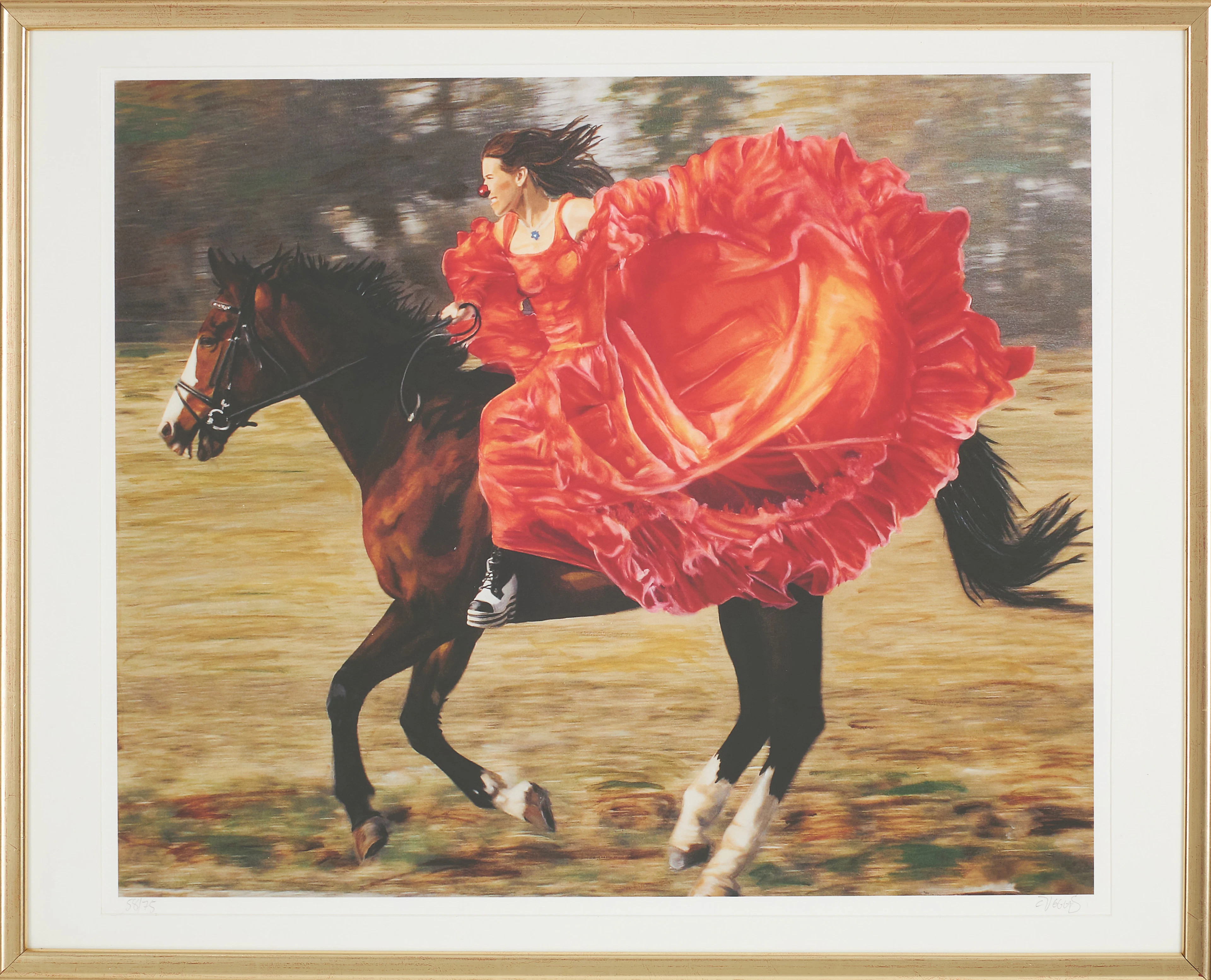 CAROLINE AF UGGLAS. "Galopp", gicléetryck, signerad samt numrerad 58/75.