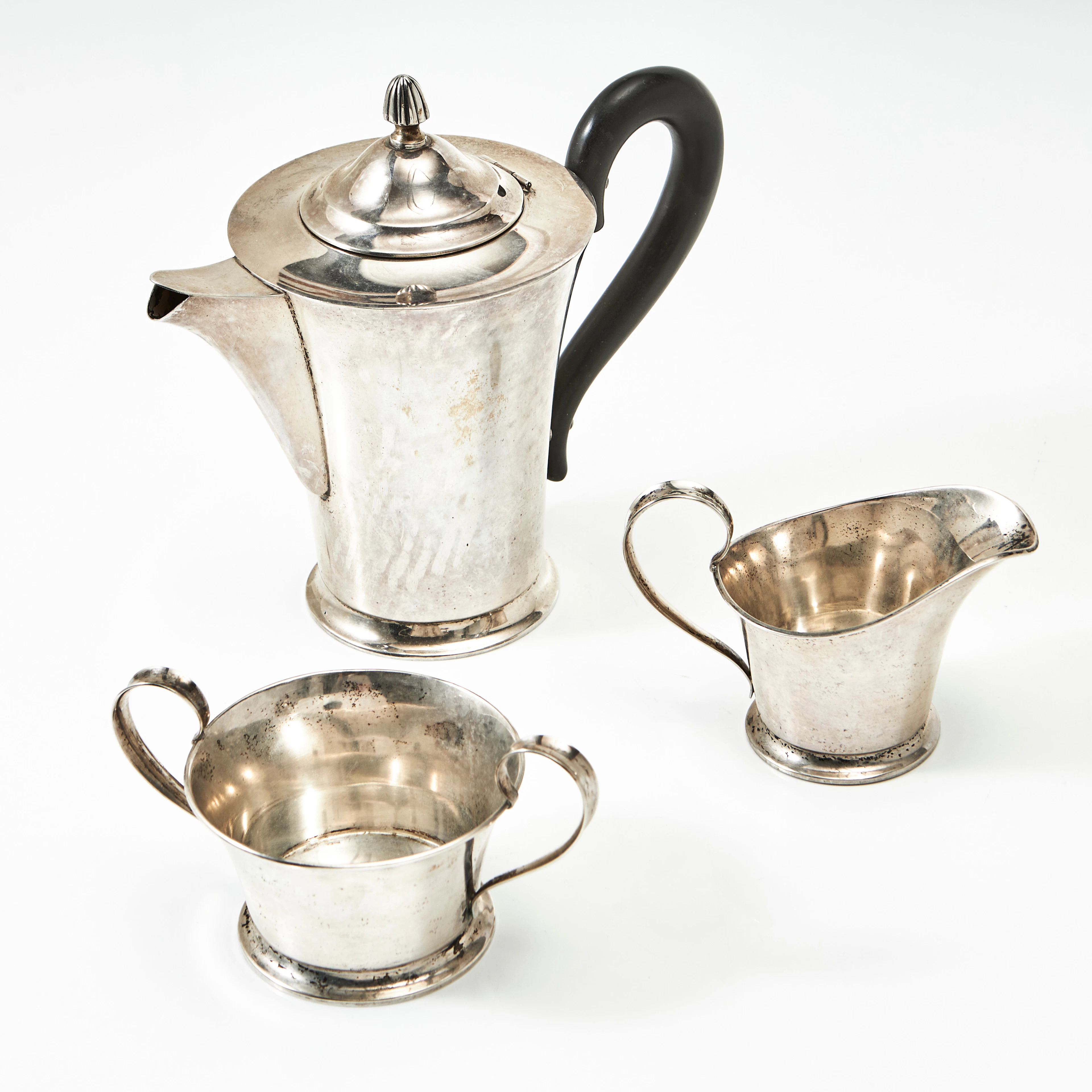 KAFFESERVIS, 3 delar, silver, J L Hultman, Stockholm 1948.