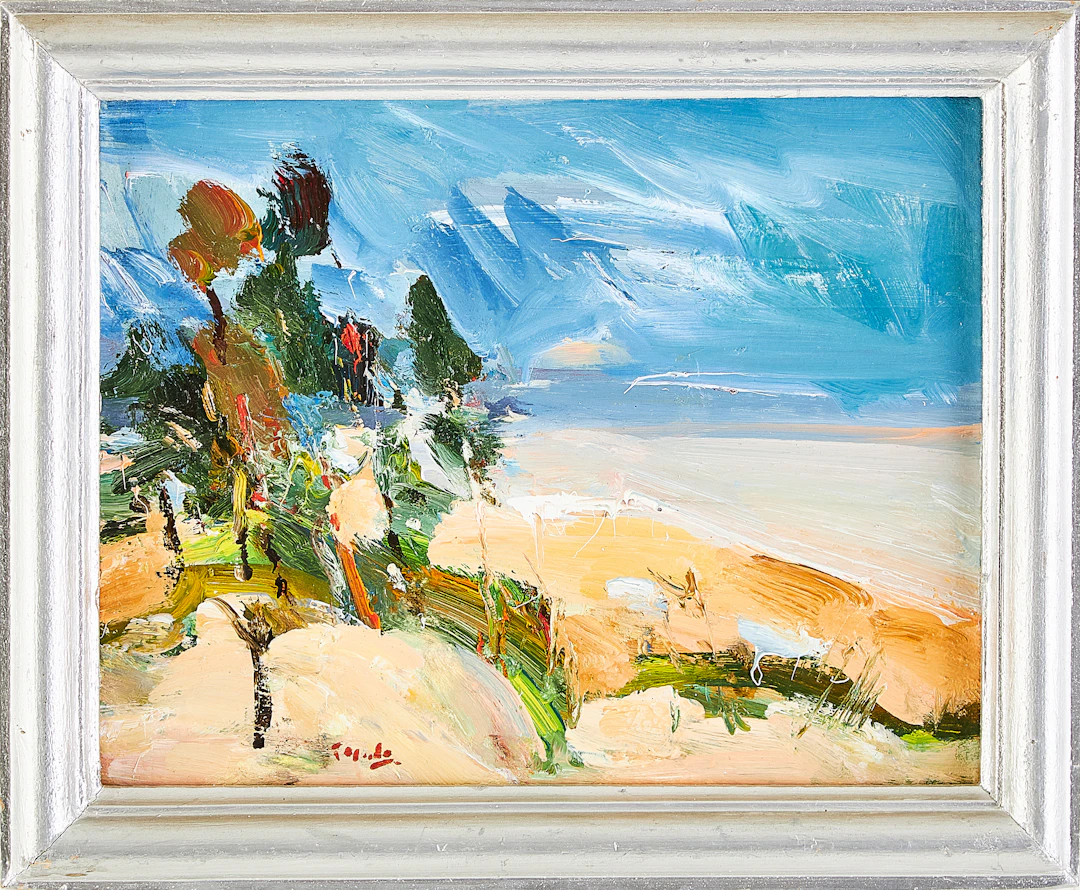 PRANA GUDAITIS. ( 1948). "Vakaras", olja på pannå, signerad.