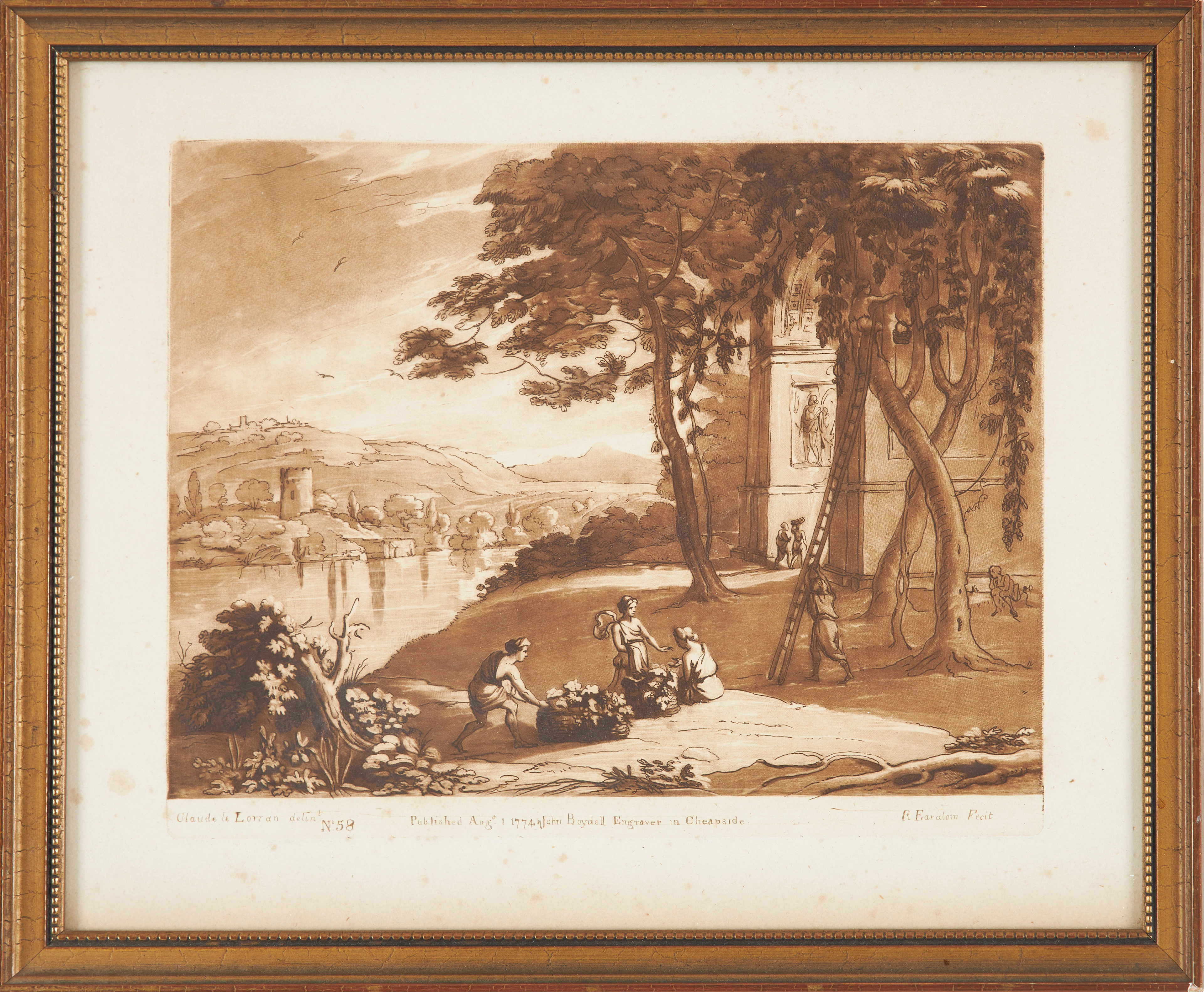 GRAVYR. efter Claude Lorrain, 1700-tal.