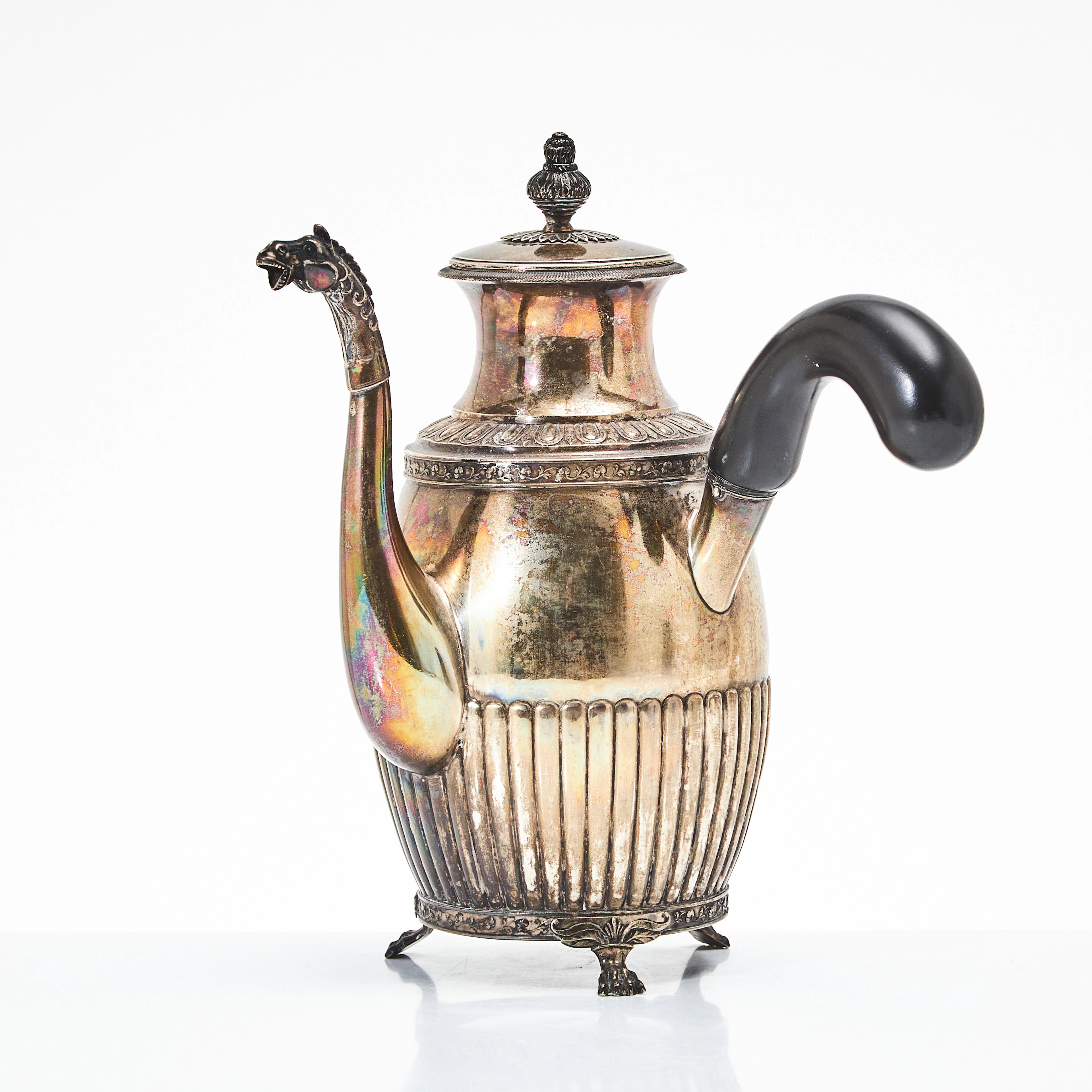JACOB LENHOLM (VERKSAM 1827-1840). CHOKLADKANNA, silver, Stockholm
