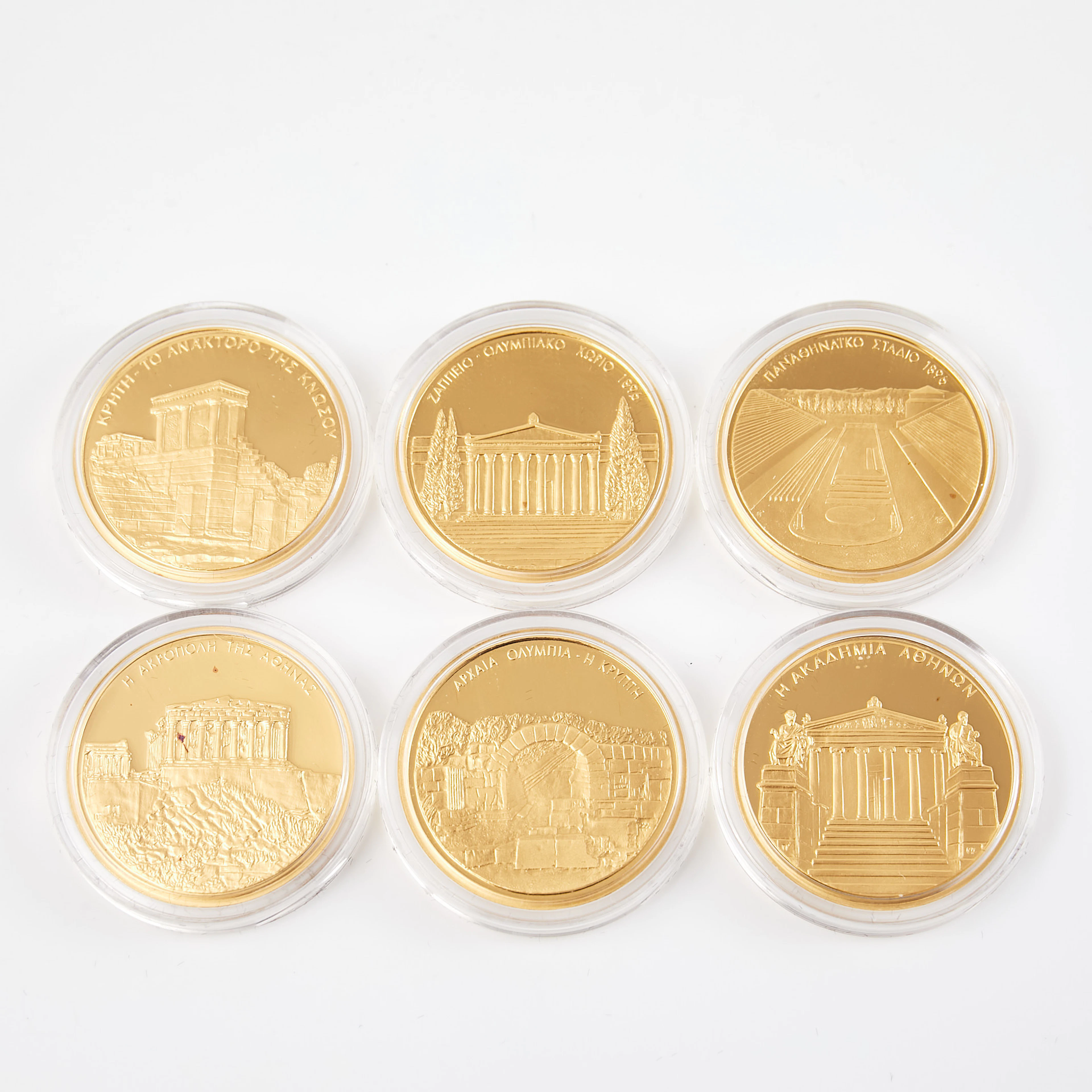 GULDMYNT, 6 st, 24 k guld, 100 euro, OS 2004, ägarbevis nummer 054