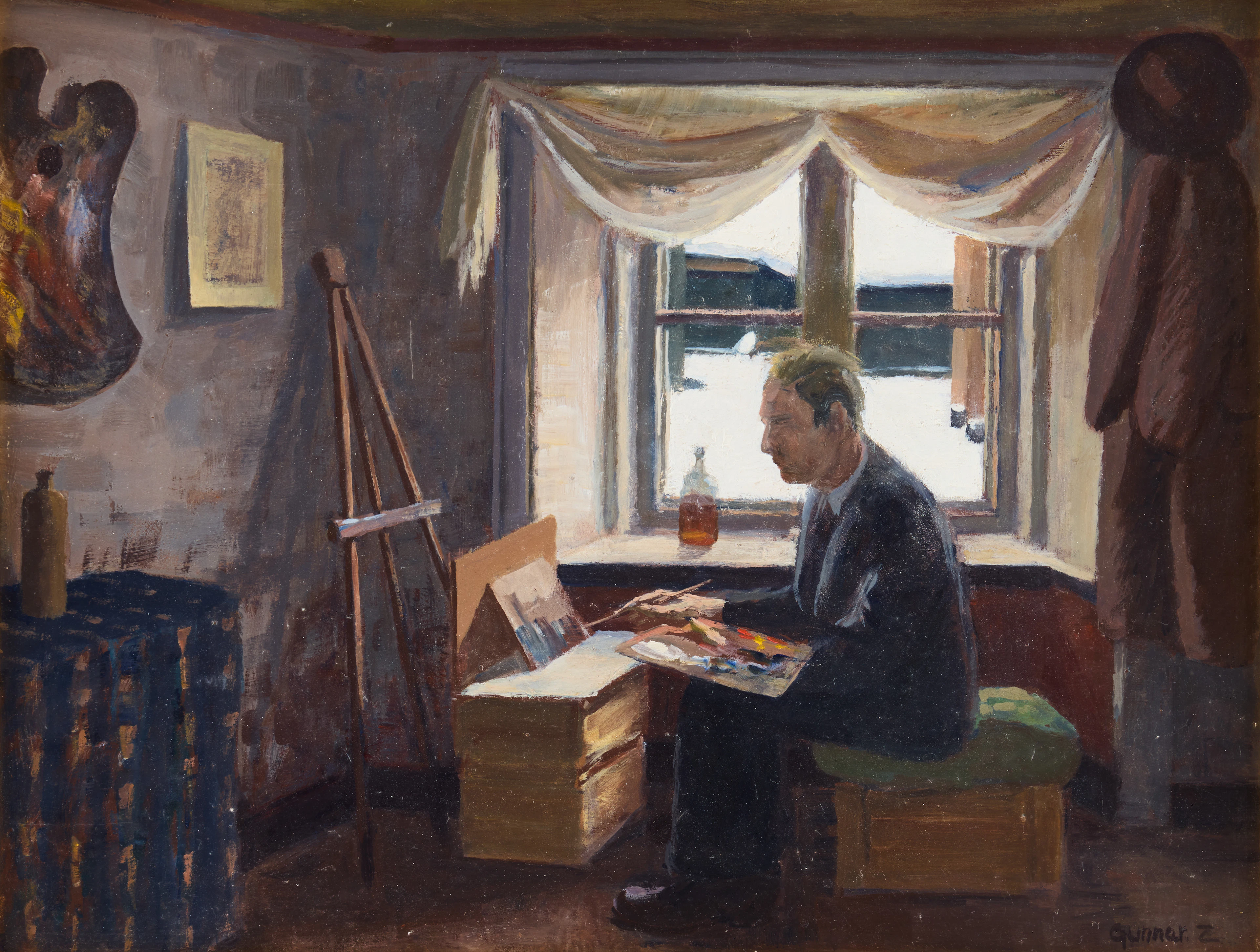GUNNAR ZETTERSTRÖM. Självporträtt.