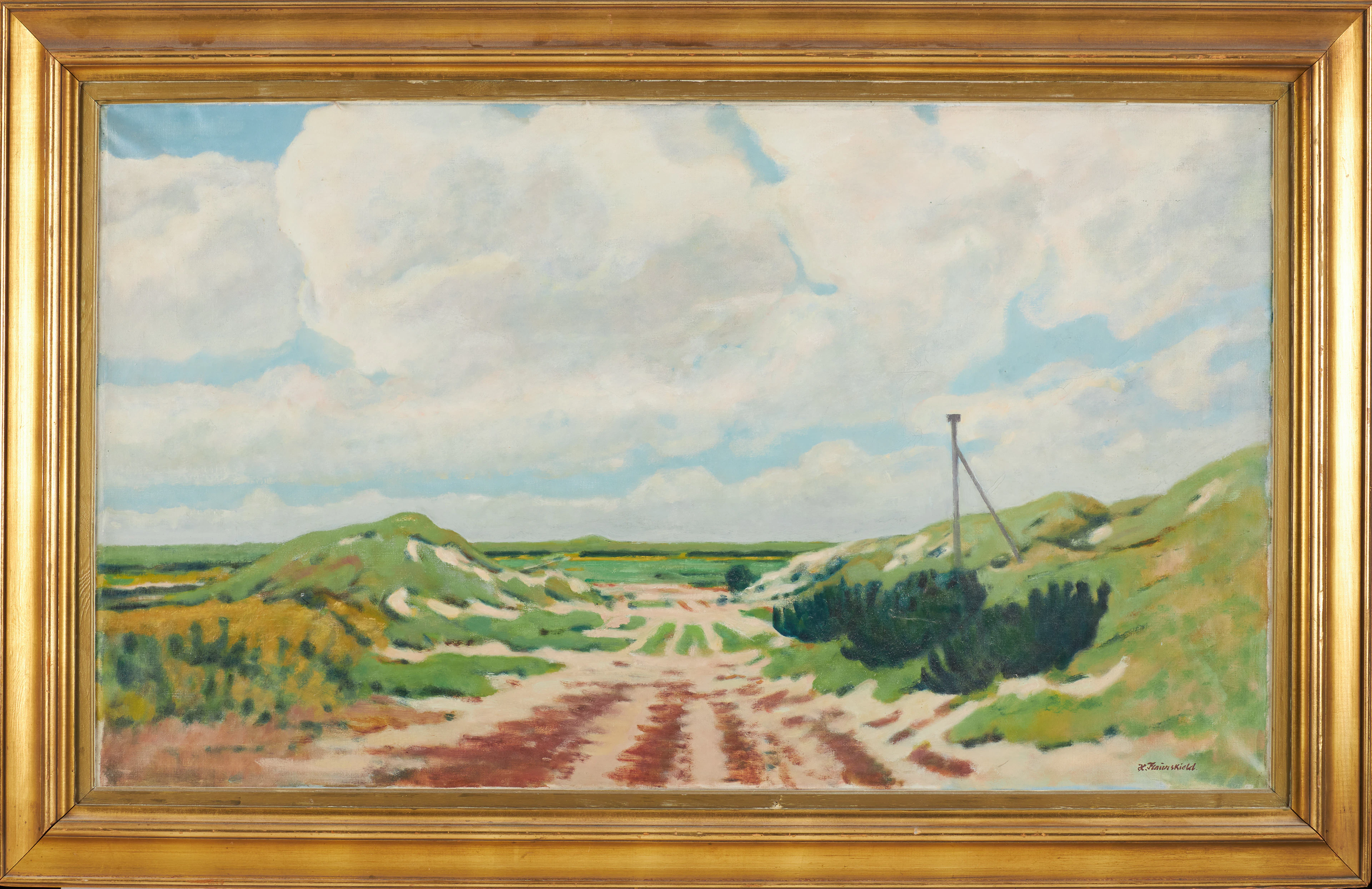 HANS FLAUENSKJOLD (DK). Landskapsmotiv, olja på duk, signerad H. Flauenskjold.