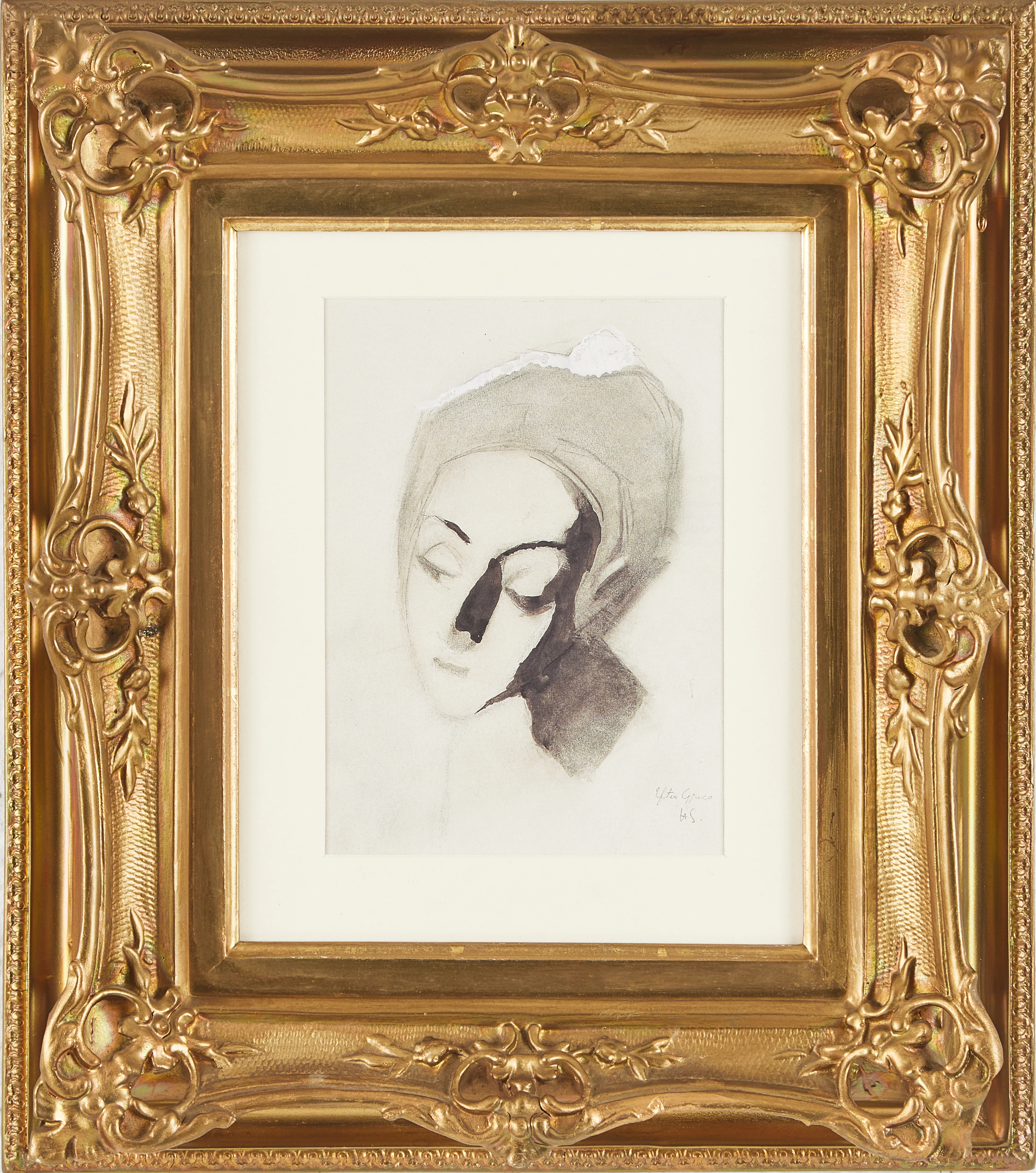 HELENE SCHJERFBECK. Efter, "Blek madonna, efter Greco", signerad i