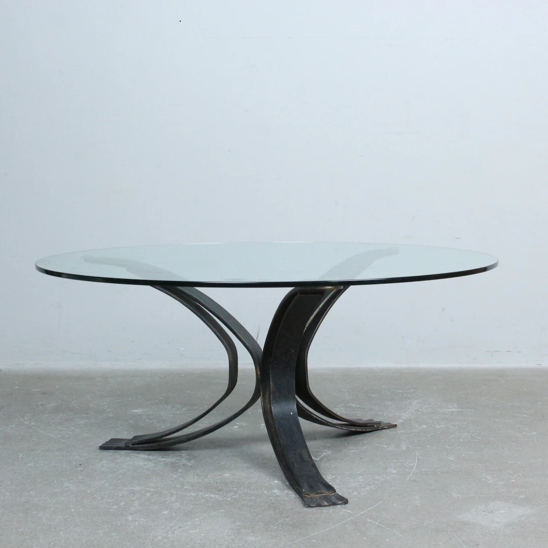 Coffee Table der 1970er Jahre, Metall und Glas, Italien.