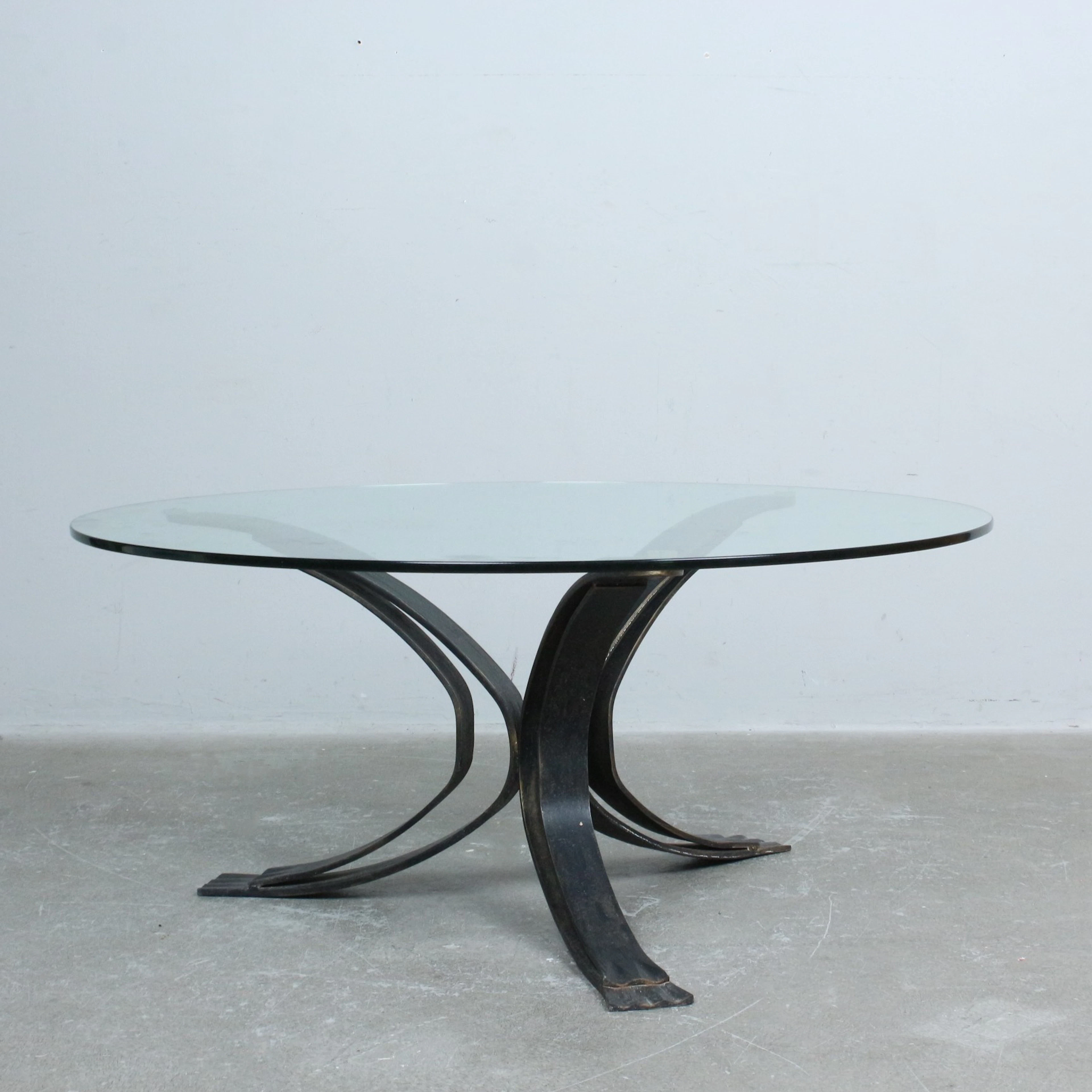 Coffee Table der 1970er Jahre, Metall und Glas, Italien.