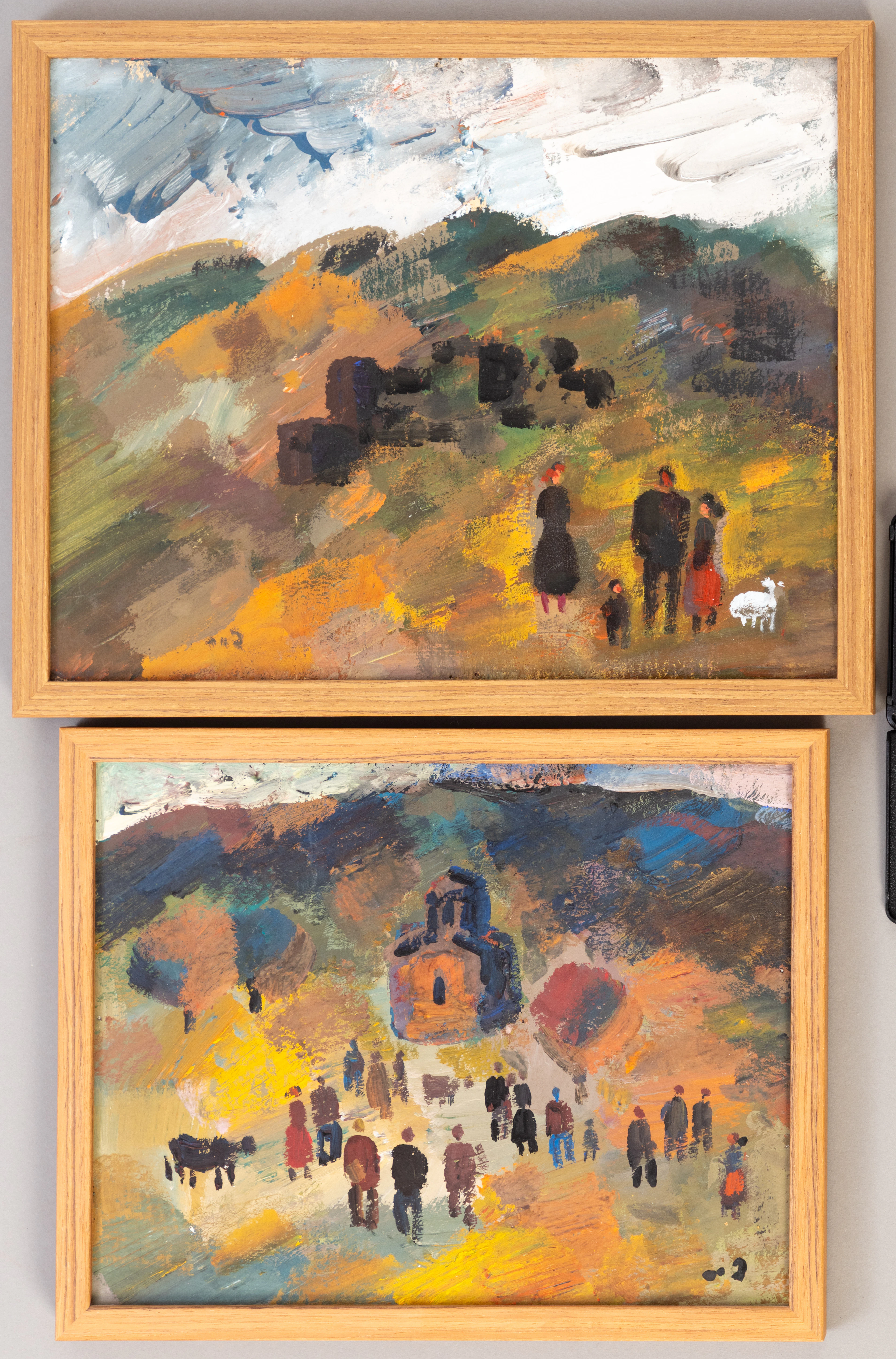 TENGIZ MIRZASHVILI (1934-2008). 2 kleine Landschaften mit Figuren