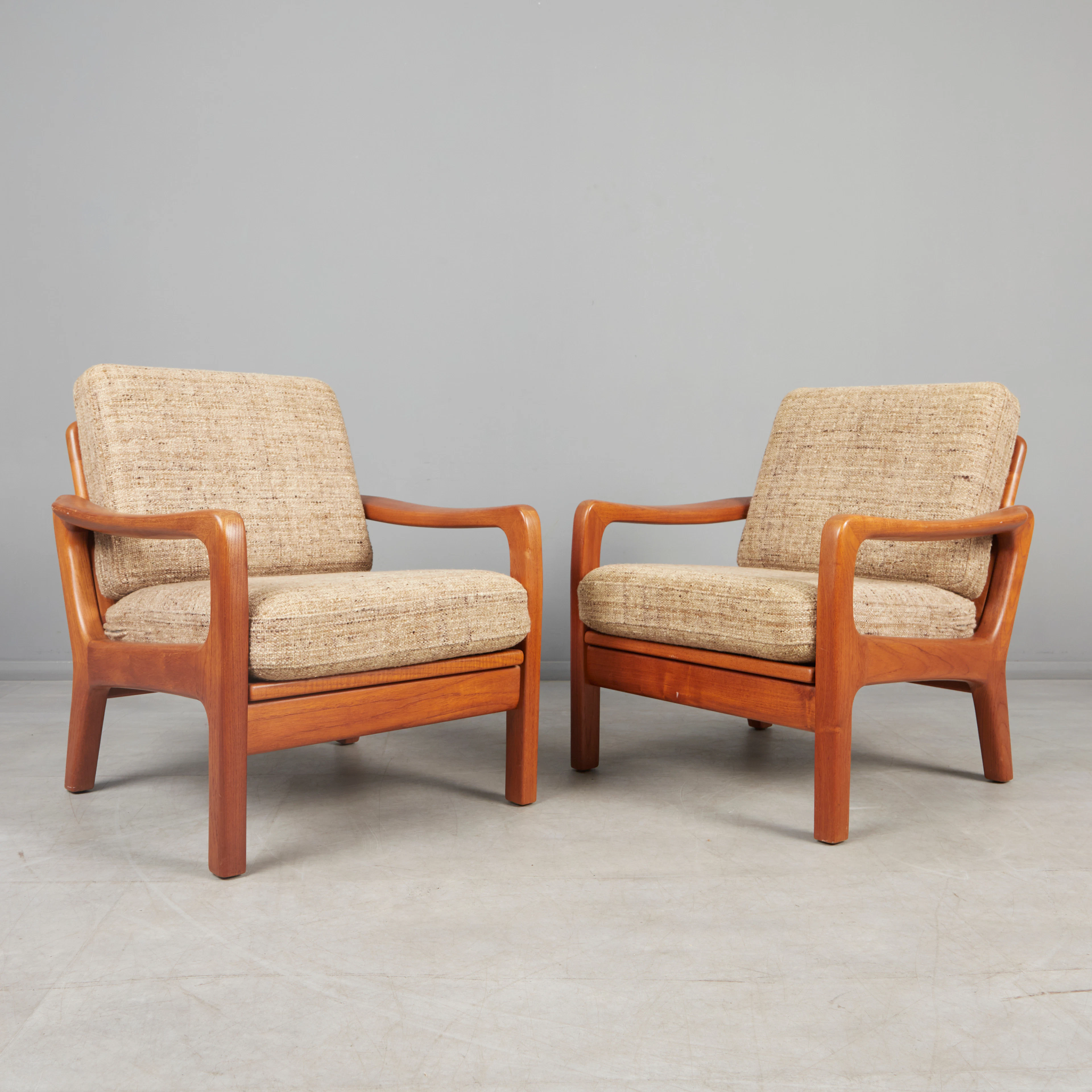 JUUL KRISTENSEN. Glostrup, Paar Sessel / Lounge Chairs, Teak, Wolle
