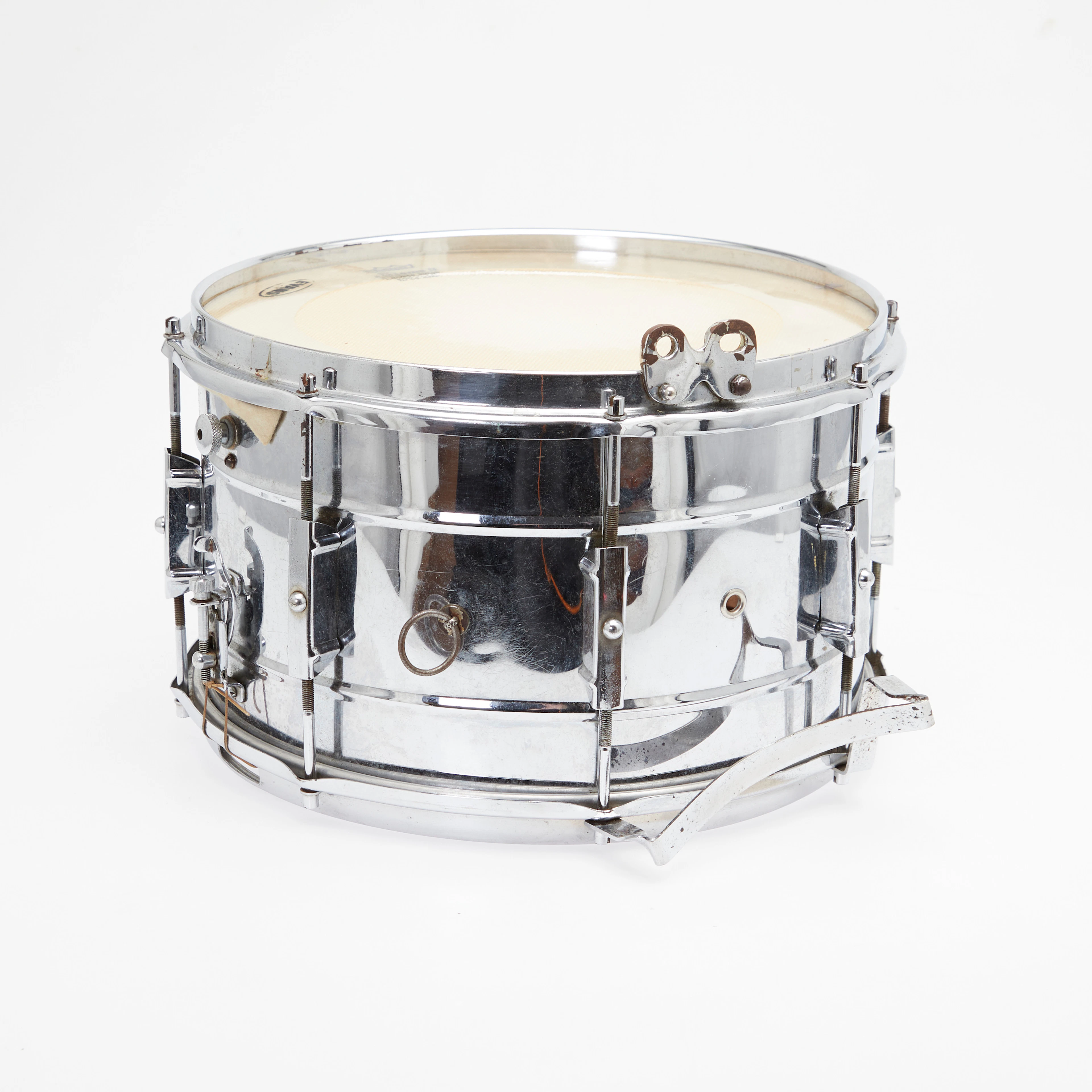 LEFIMA. Vintage Snare Drum / Schnarrtrommel, Metall, verchromt, Deutschland.