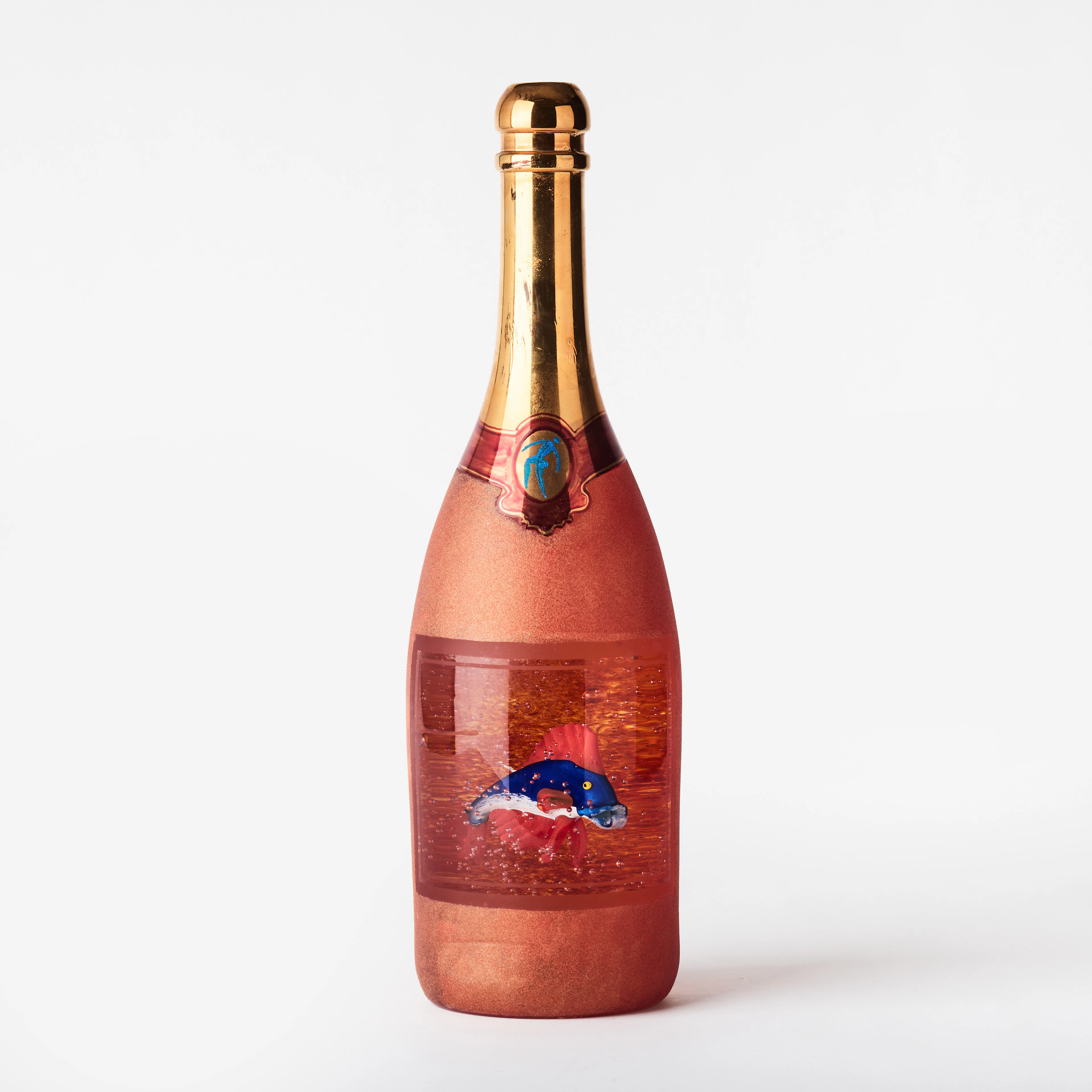 KJELL ENGMAN. Skulptur, Kosta, i form av en champagneflaska, gjuten