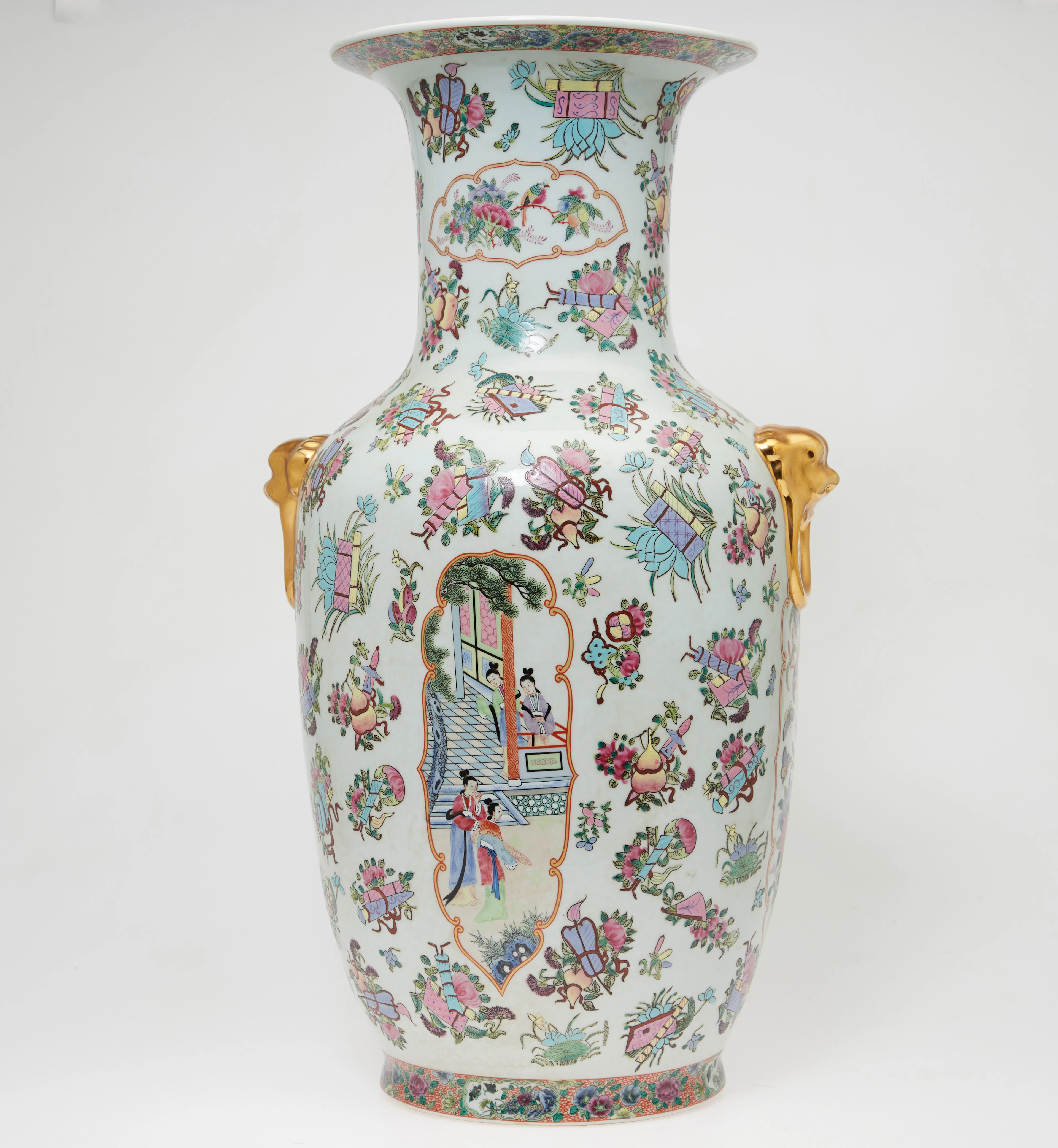 Asiatische Bodenvase, Famille Rose Stil, Porzellan, 20. Jahrhundert, China.