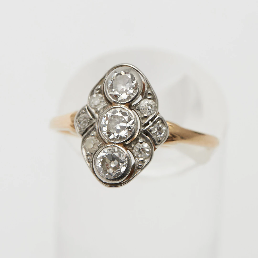 RING, 585er Gelbgold, Diamanten.
