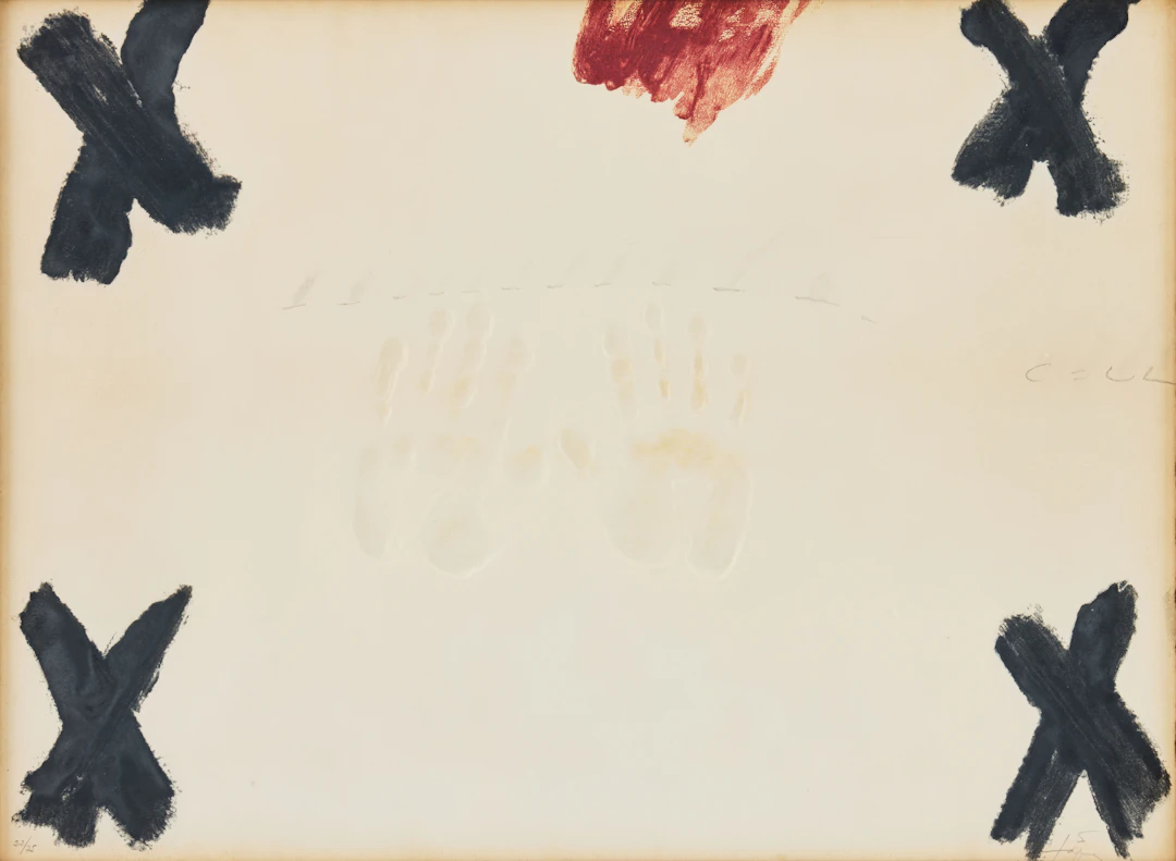 ANTONI TÀPIES. "Dues Mans" from "Negre I Roig".