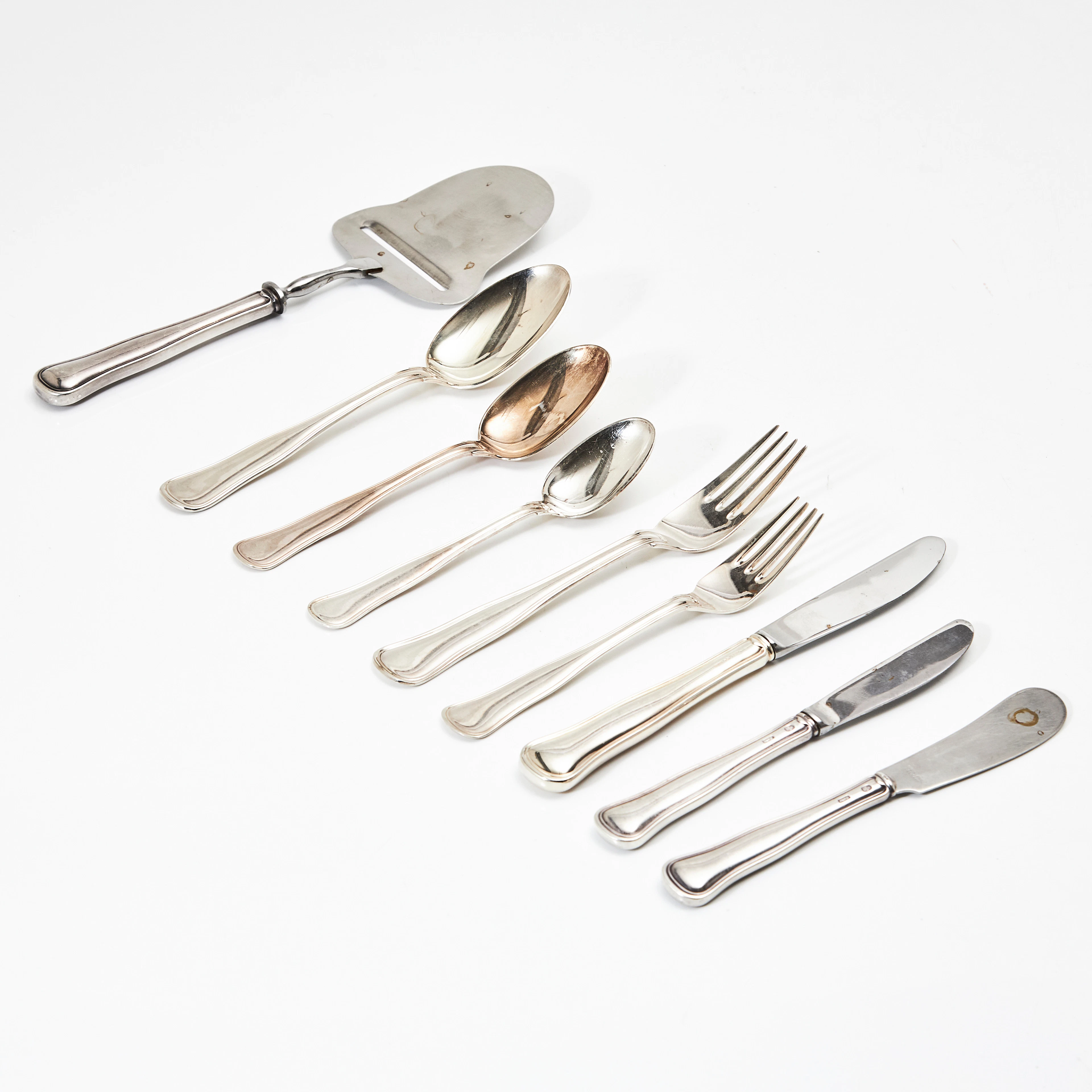 BESTICK, 58 delar, silver, modell gammal dansk, Mema Linköping 1993.