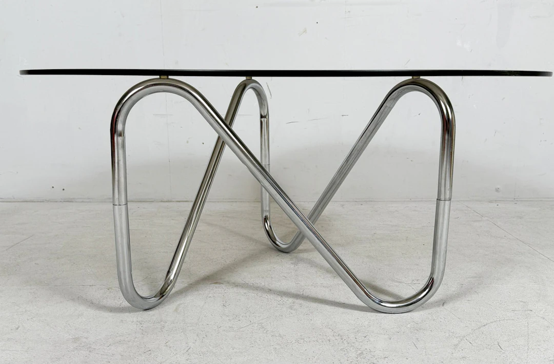 Französischer Stahlrohr Coffee Table/Couchtisch, der 1970er Jahre.