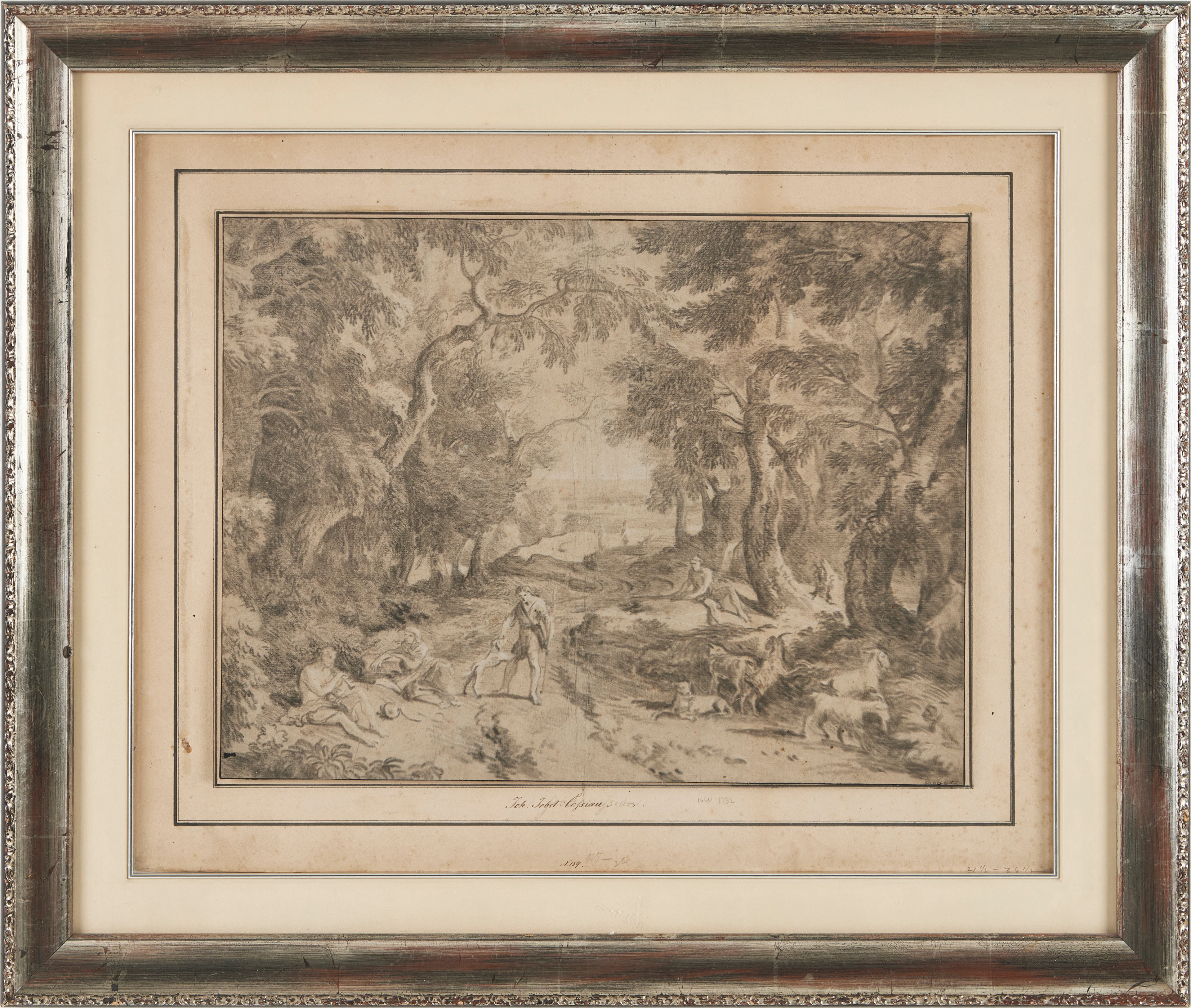 JAN JOOST VAN COSSIAU (BRYGGE 1664-1733 MAINZ). Skogslandskap med