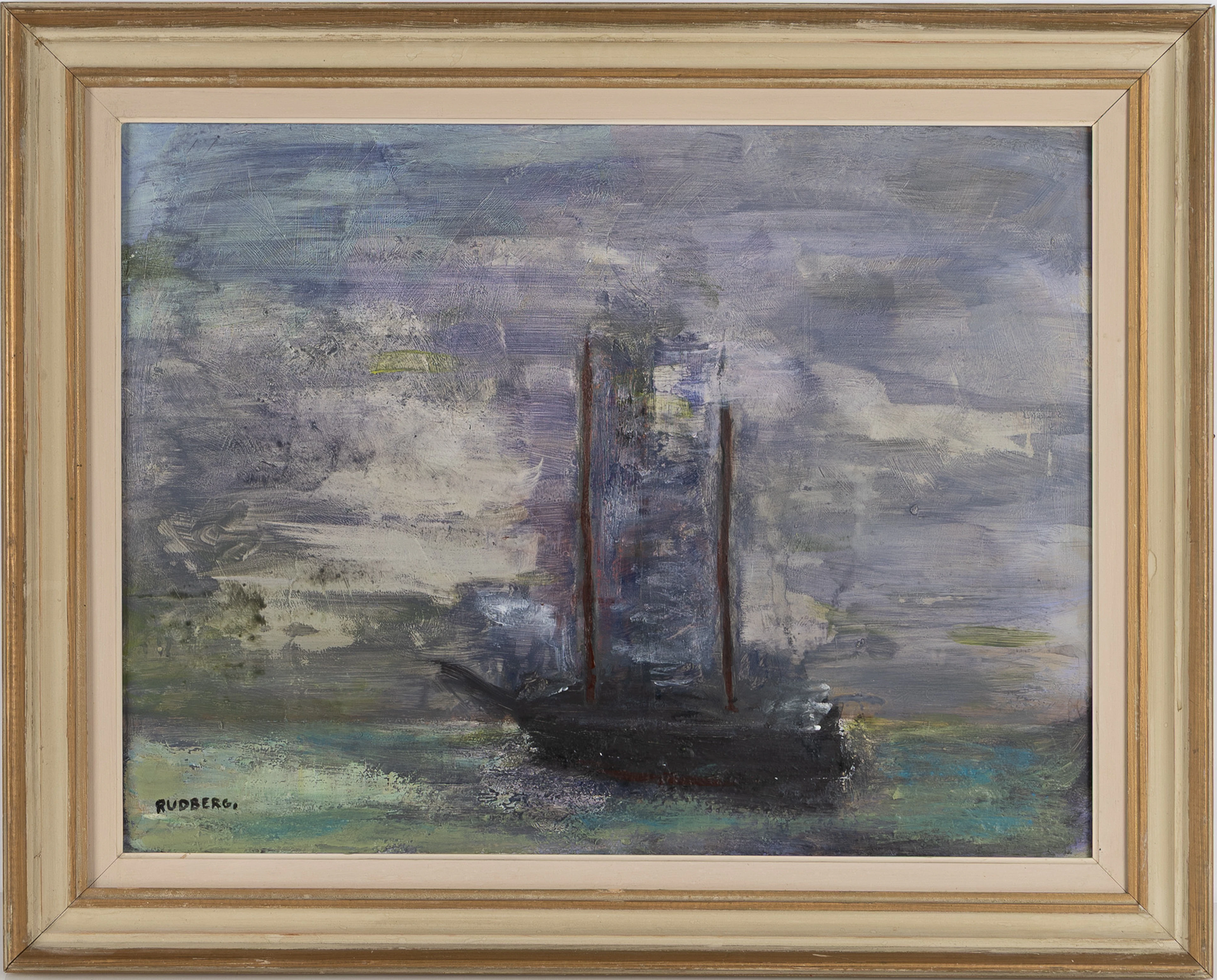 GUSTAV RUDBERG. Olja på Pannå, Hven, signerad.