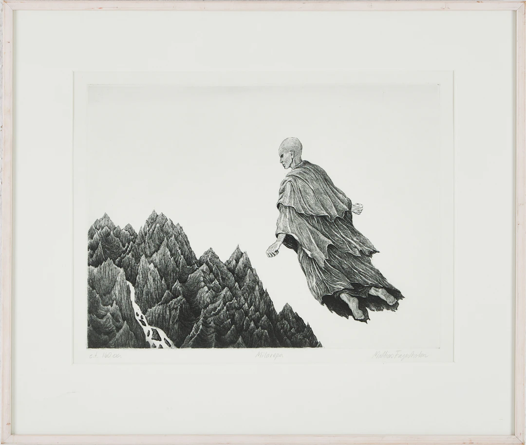 MATTIAS FAGERHOLM (1952 - ). "Milarepa", etsning, 2000-tal.