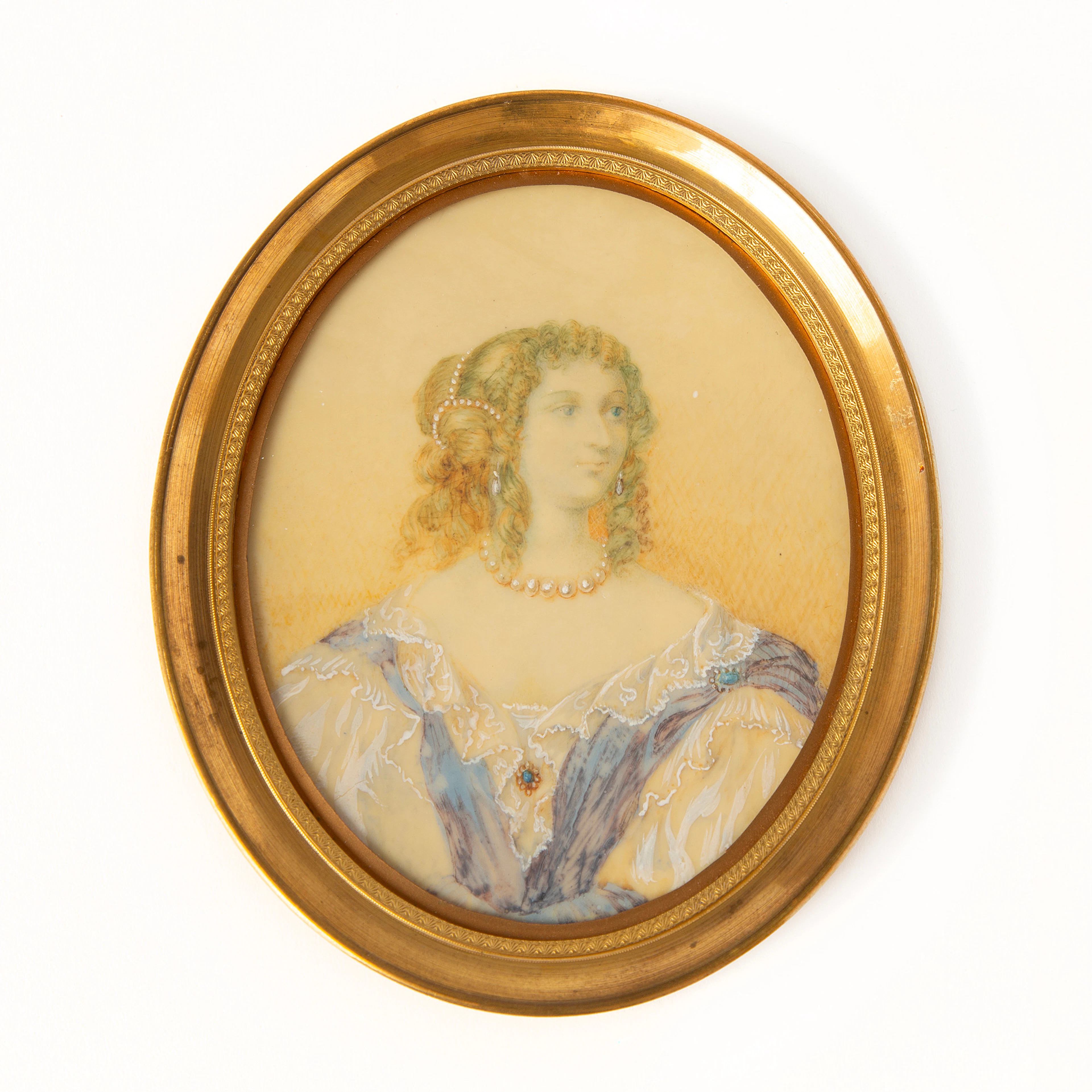 MINIATYRPORTRÄTT. Hedvig Eleonora, gouache, daterad 1697 a tergo.