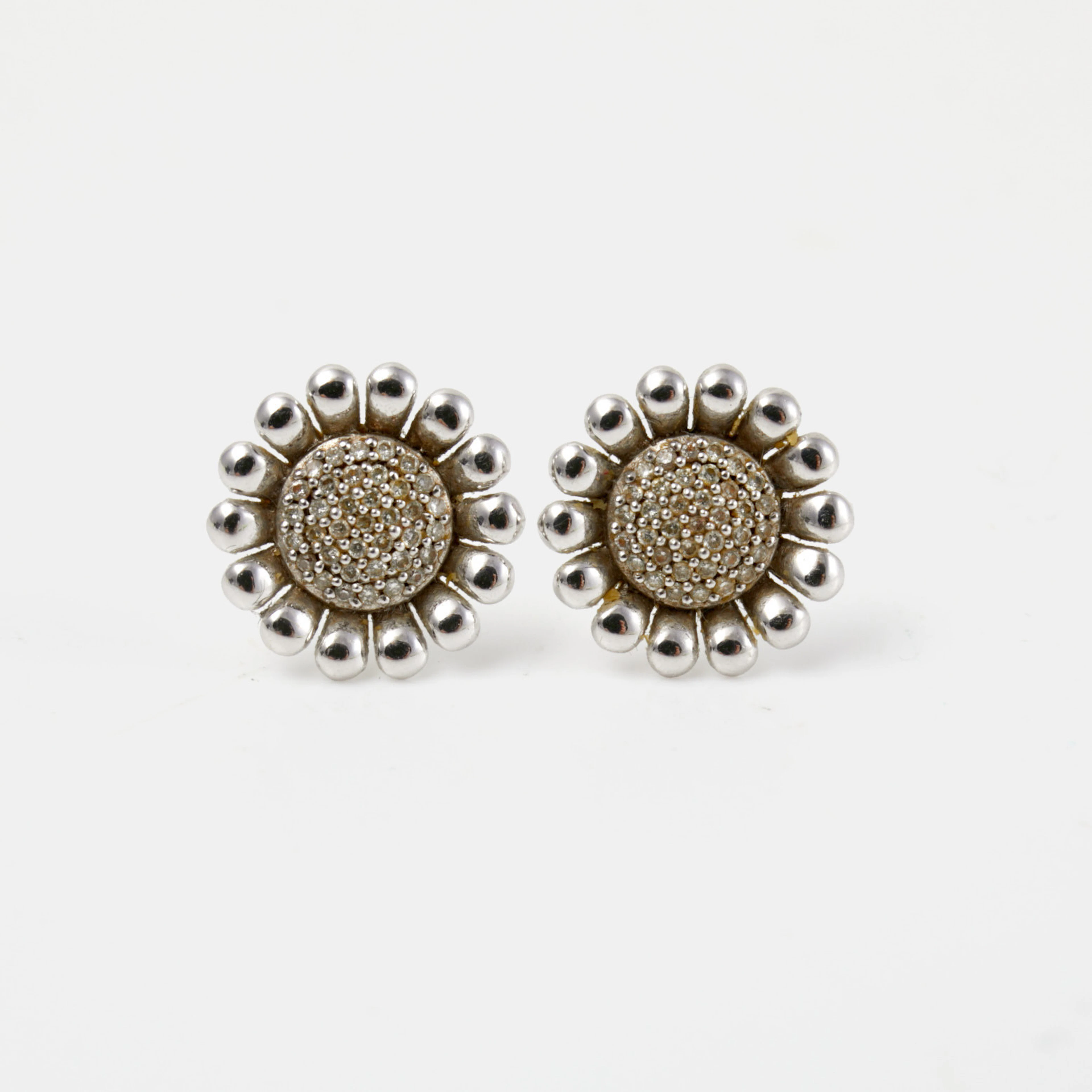 GEORG JENSEN, "Sunflower", örhängen, 1 par, sterlingsilver, 76 briljantslipade