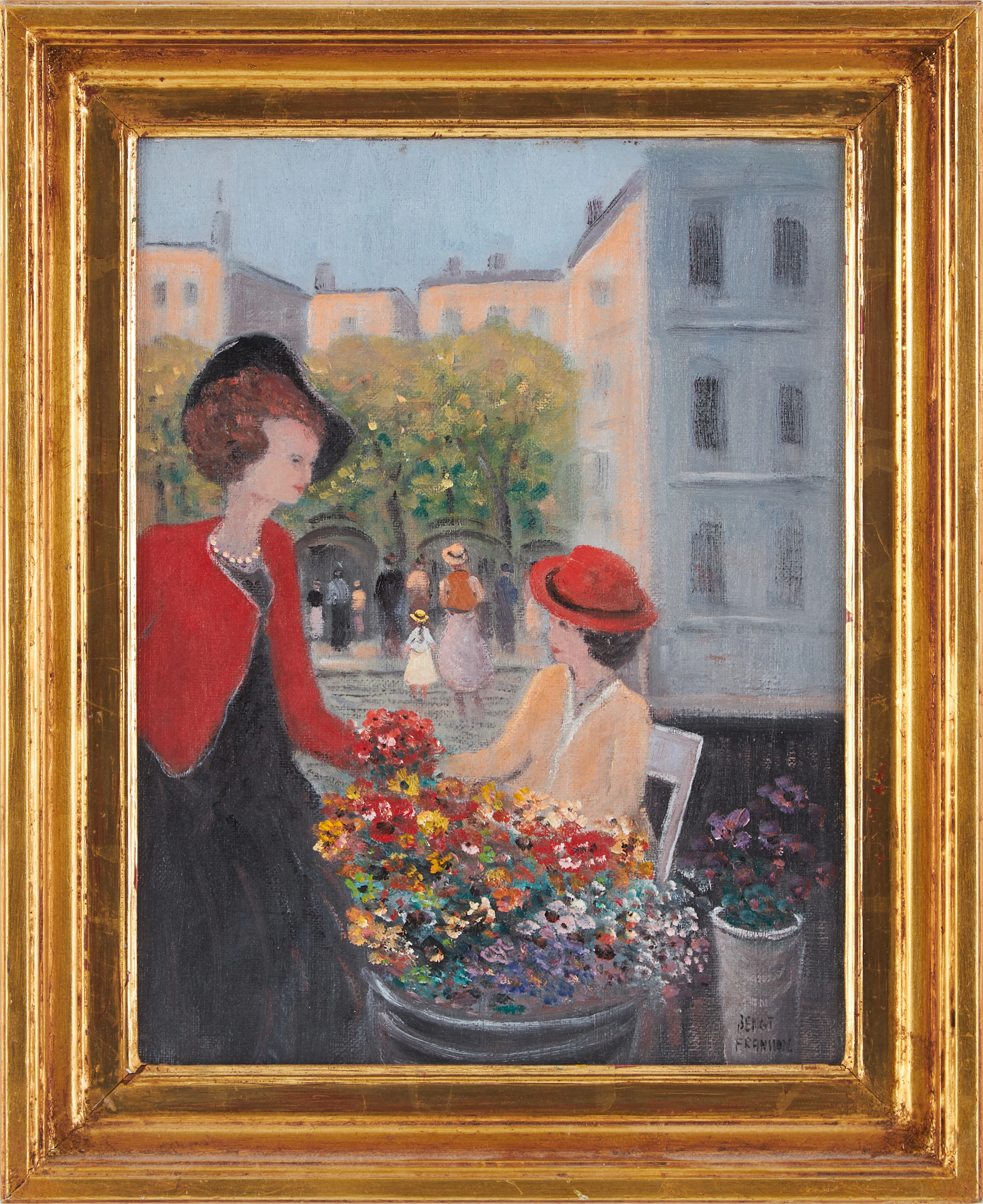 BENGT FRANSSON. (Född 1935), Caféscen, signerad, olja på duk.