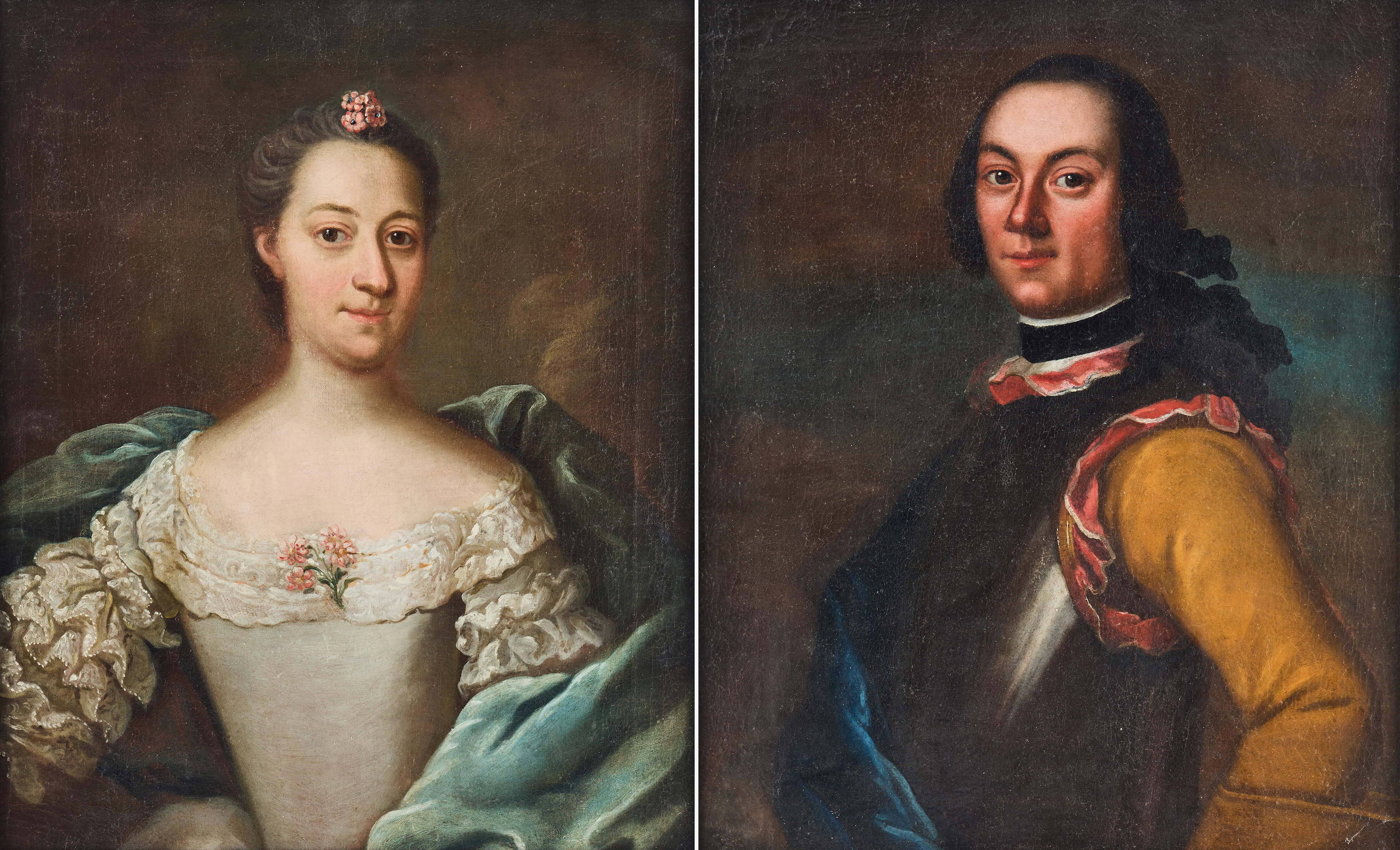 JOHAN STÅLBOM (1712-1777). Tillskrivna. Parporträtt föreställande