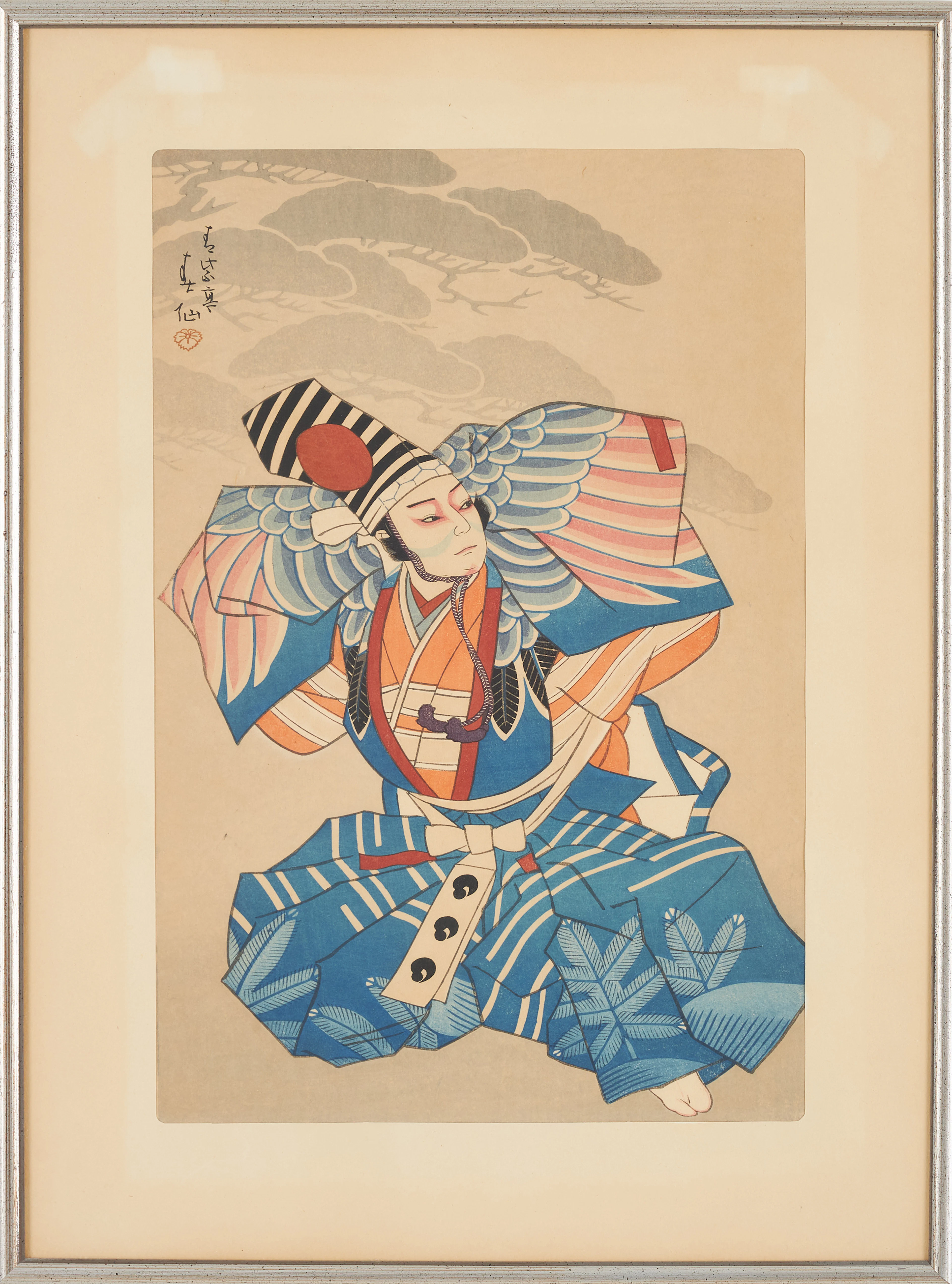 ATORI SHUNSEN (1886-1960). "Ichikawa Danshiro III" träsnitt, 1952.
