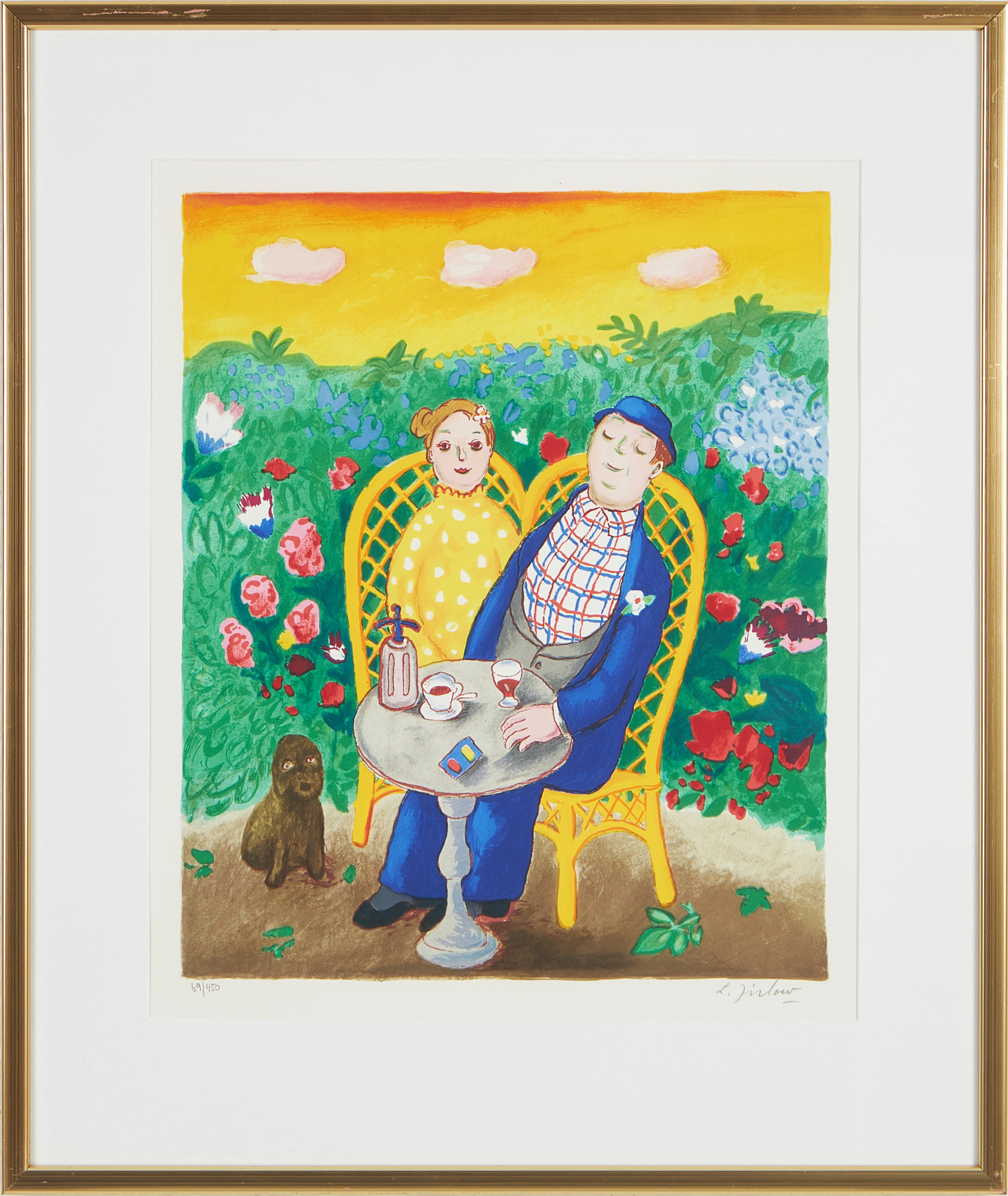 LENNART JIRLOW. "Apertifdags i trädgården", 2005, färglitografi, 69/450
