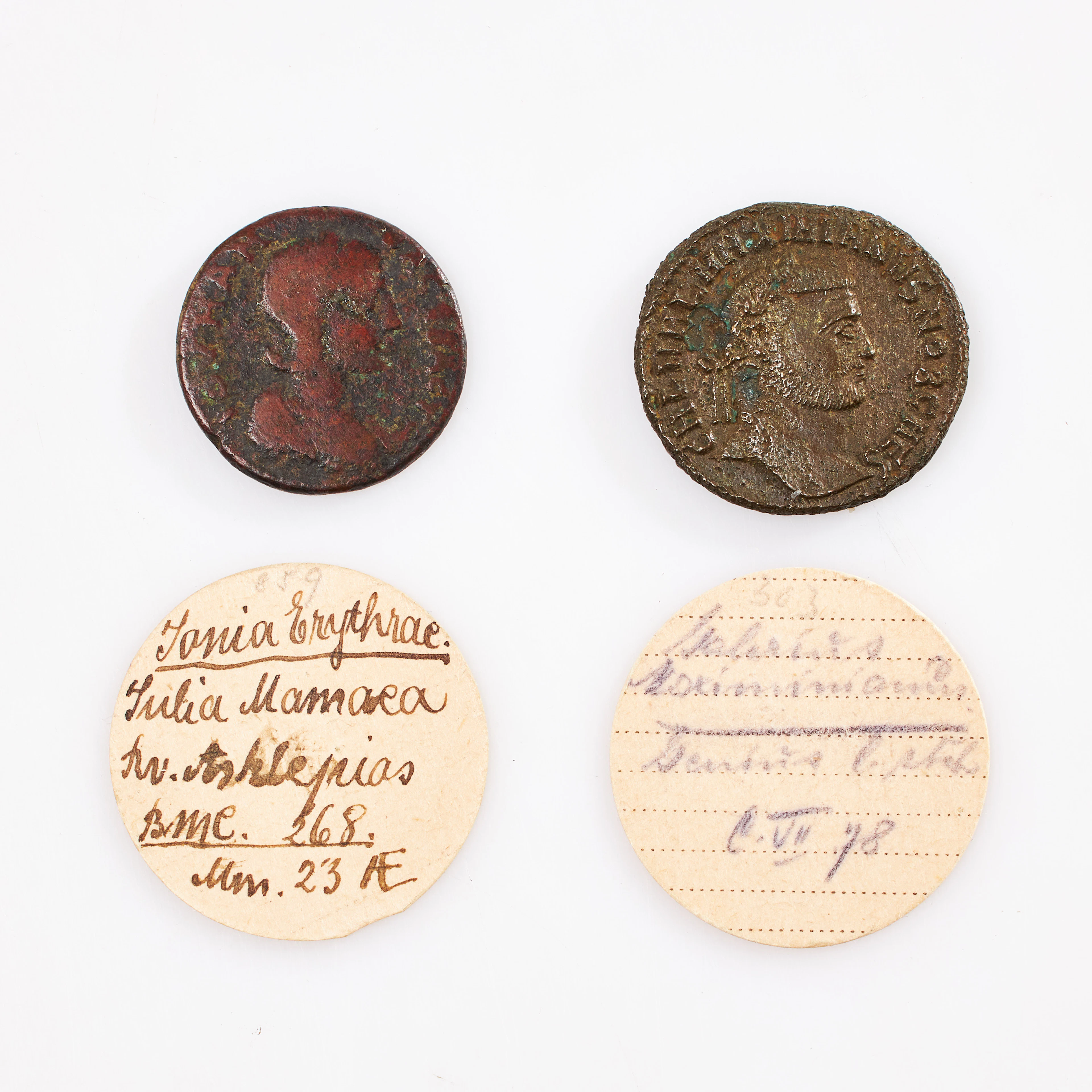 BRONSMYNT, 2 st, romerska Maximianus, kejsare 286-305, Julia Mamaea (180-235).