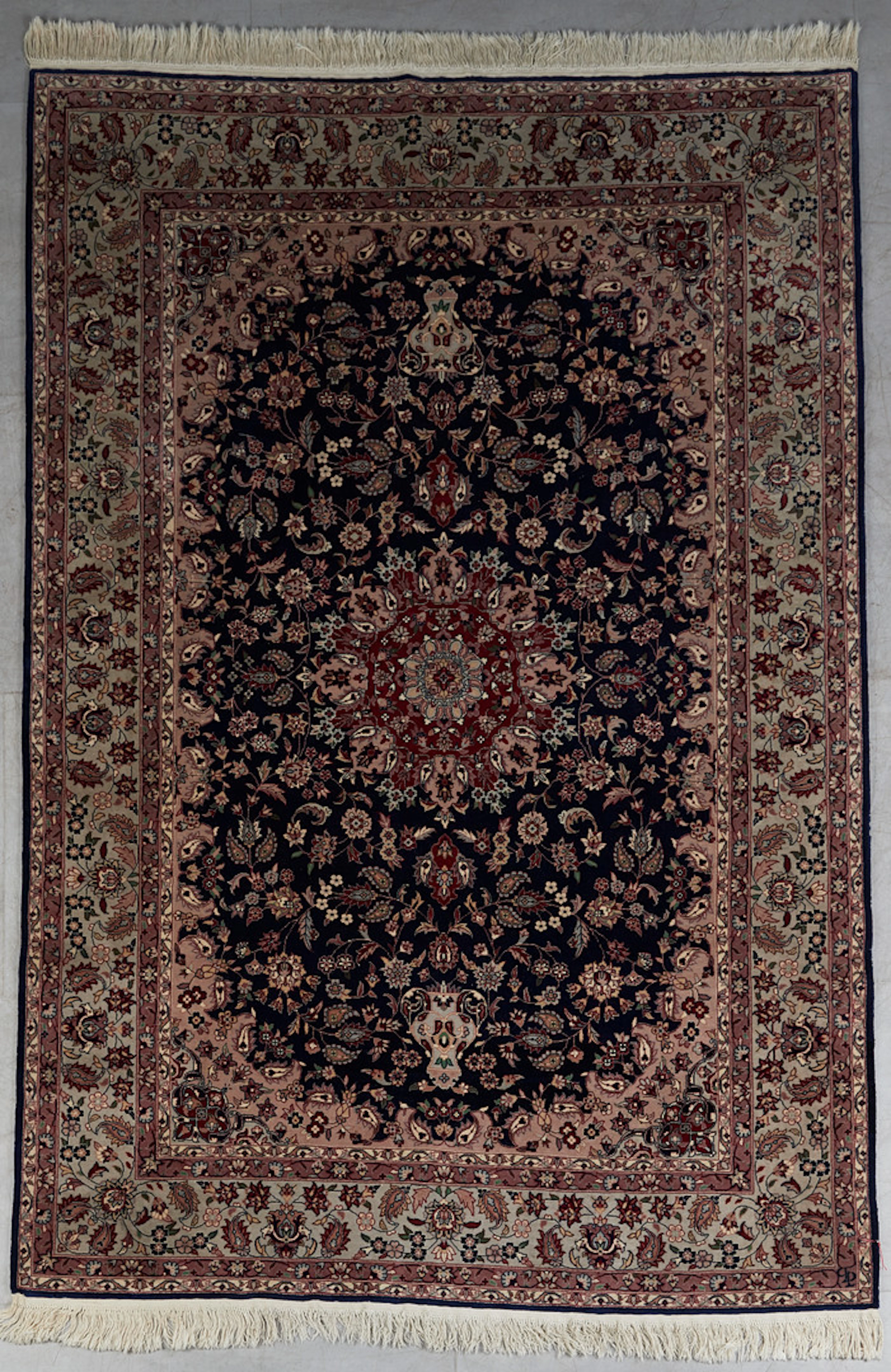 Isfahan Teppich, 251x169cm, signiert und nummeriert, Korkwolle mit