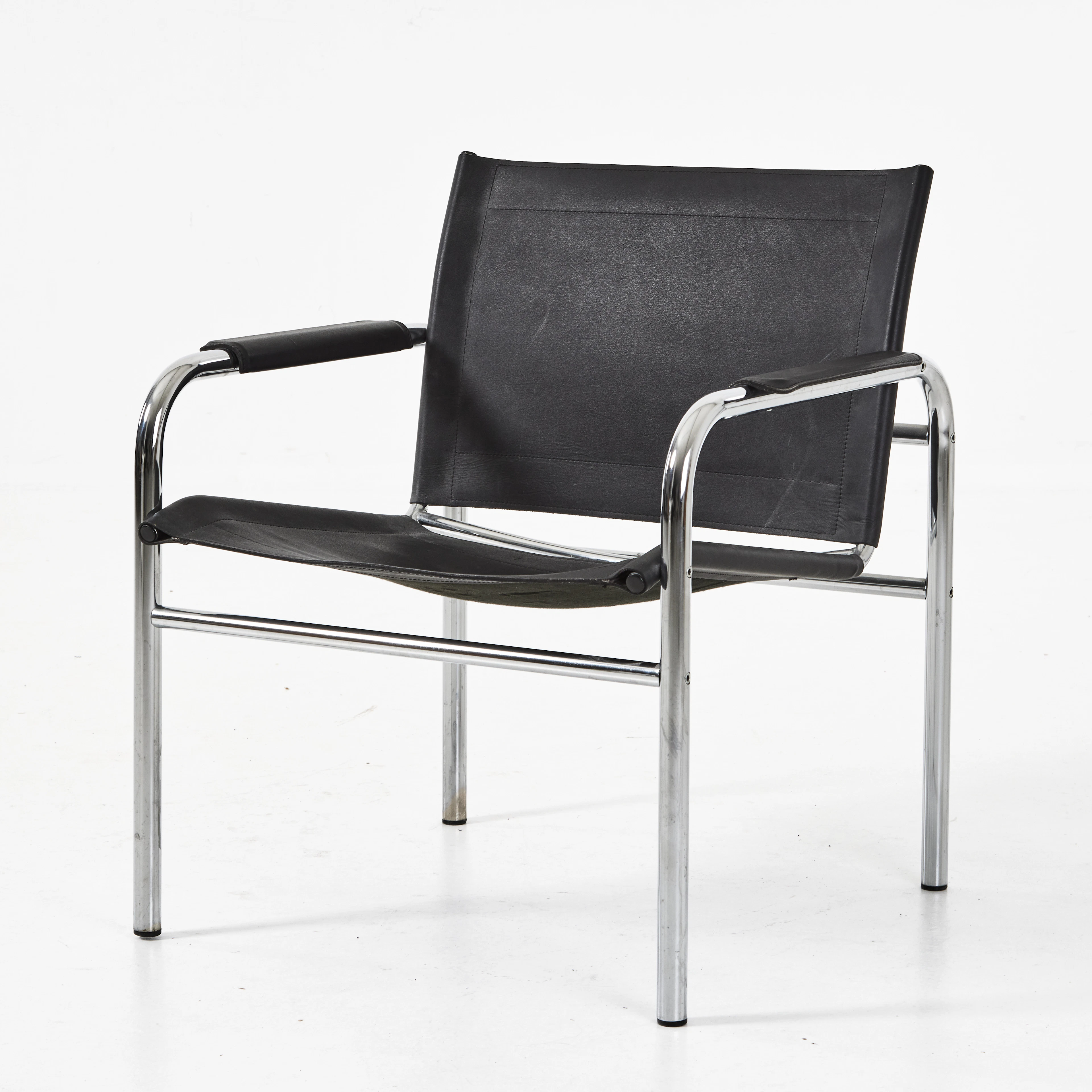 TORD BJÖRKLUND. modell "Klinte", karmstol, IKEA, 1980-tal, kromad