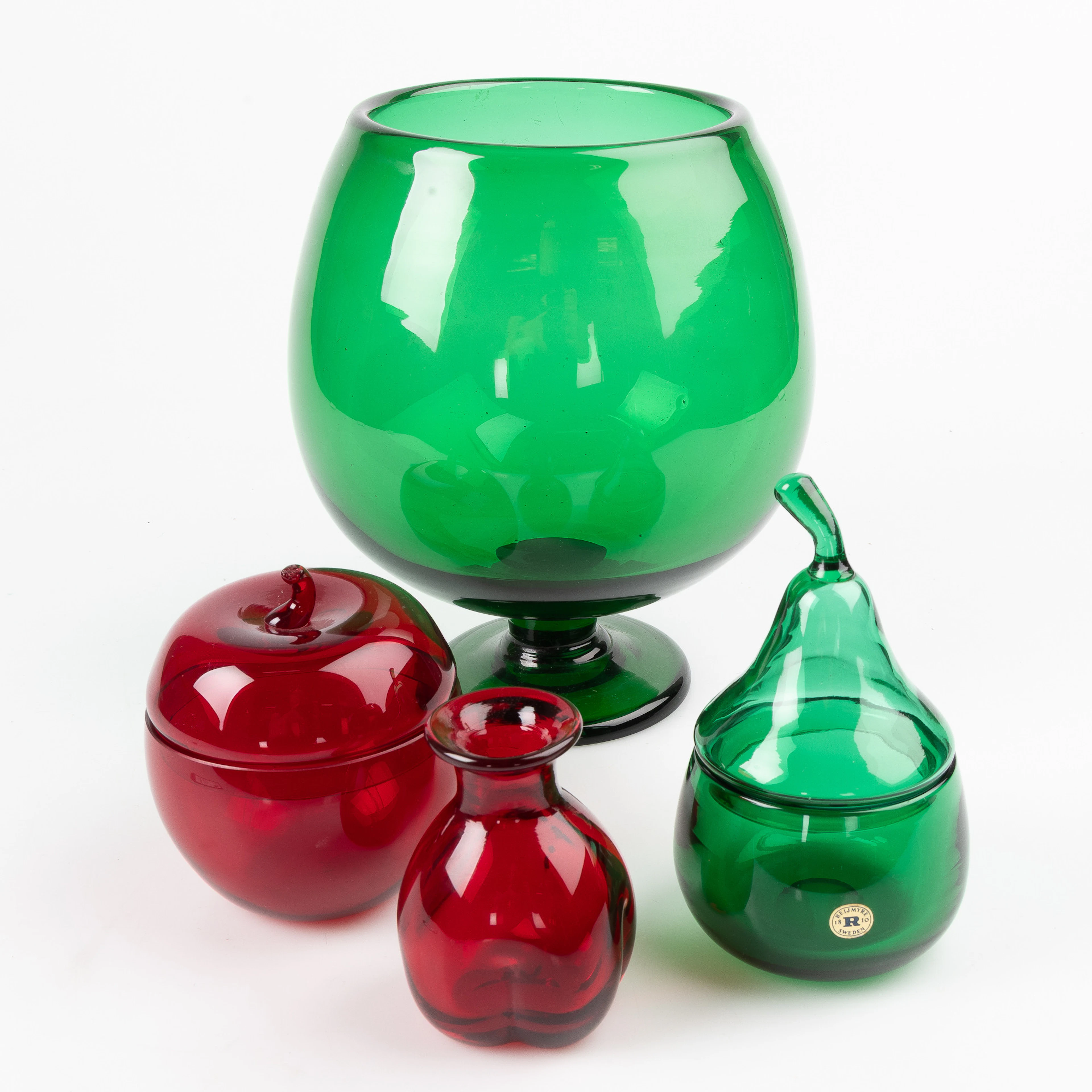 MONICA BRATT. Samling glas, 4 delar, Reijmyre Glasbruk.
