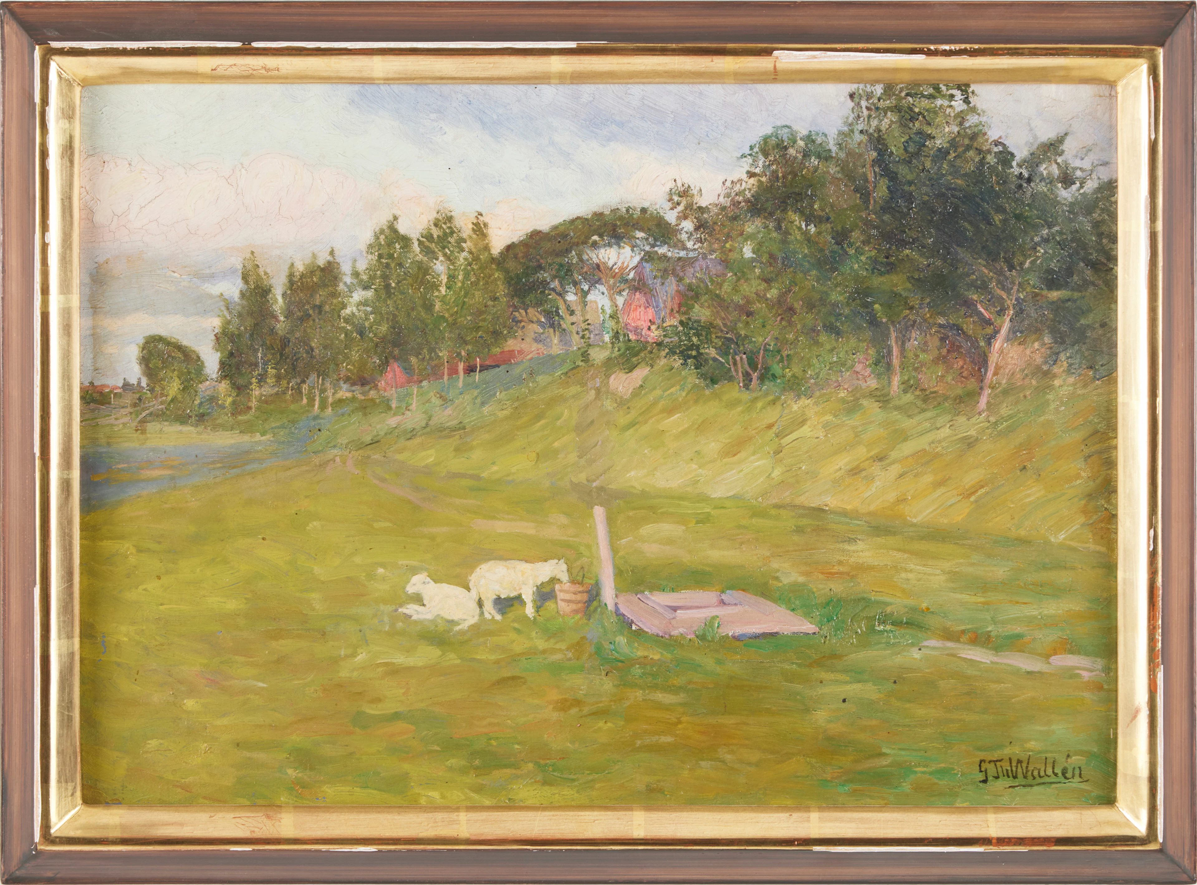 GUSTAF THEODOR WALLÉN (1860-1948). Får på betesäng.