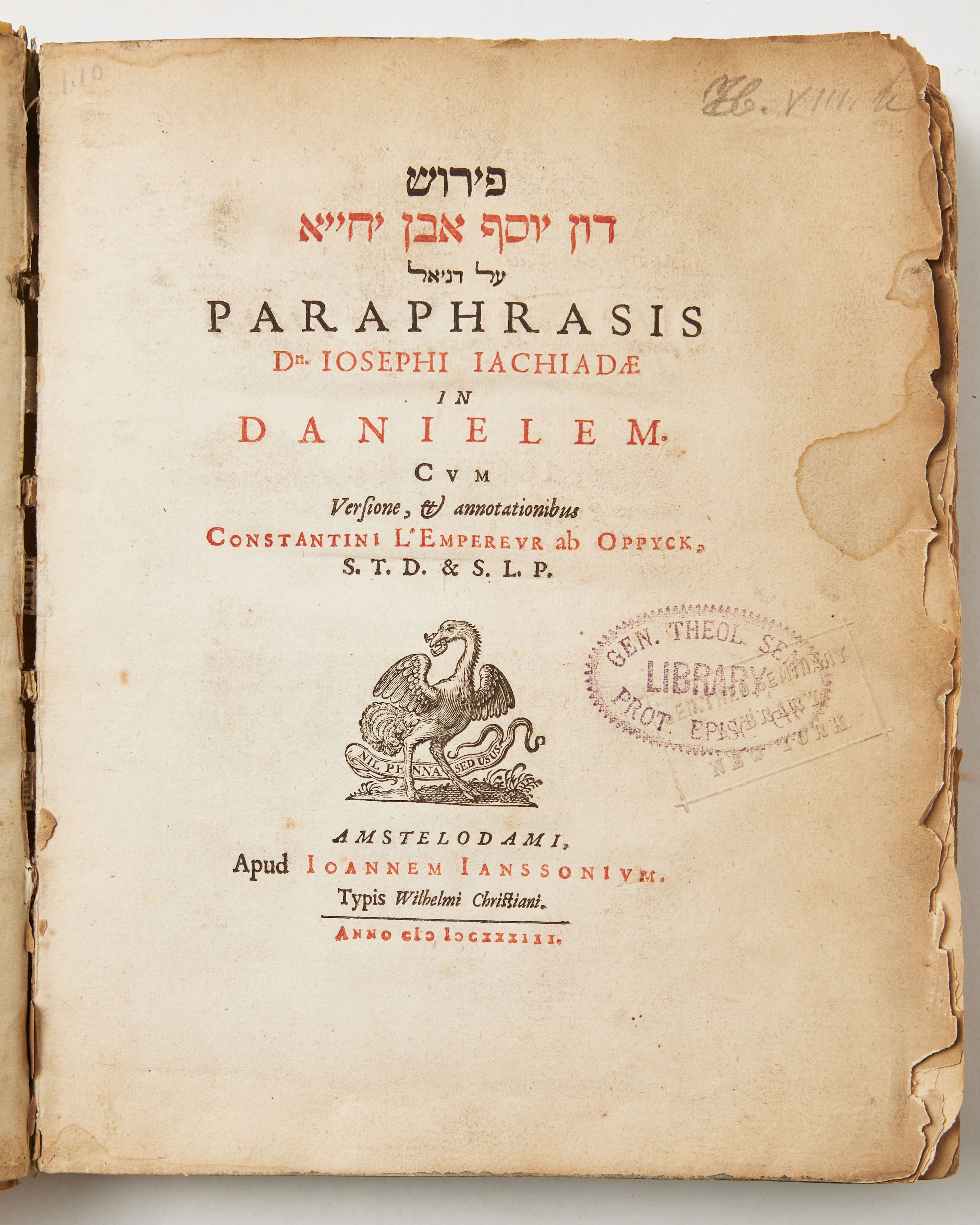 IBN YAHYA, PARAPHRASIS IN DANIELEM, Judaica printed 1633.