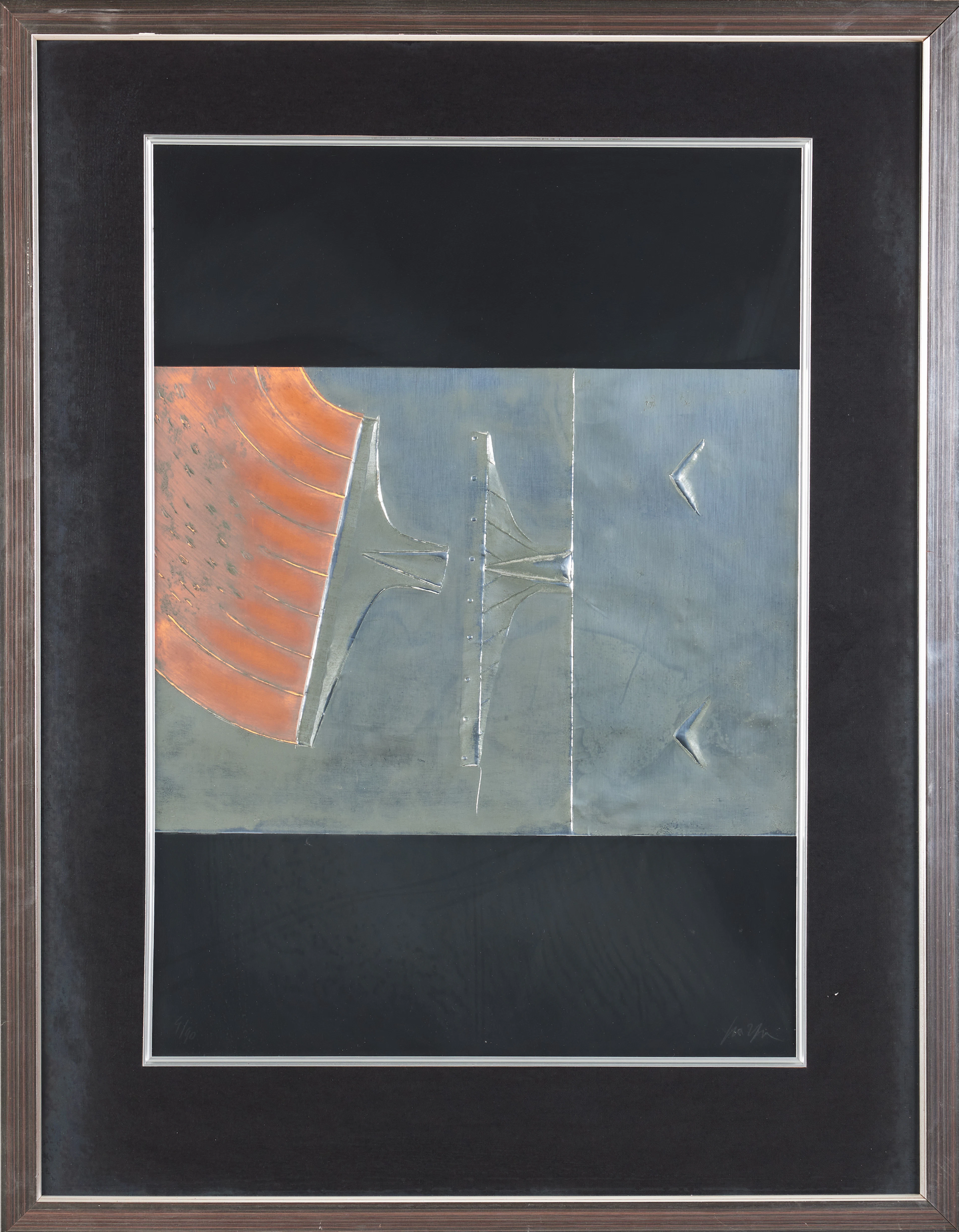 GINO SCARPA. Komposition, grafiskt blad, signerad, 4/90.