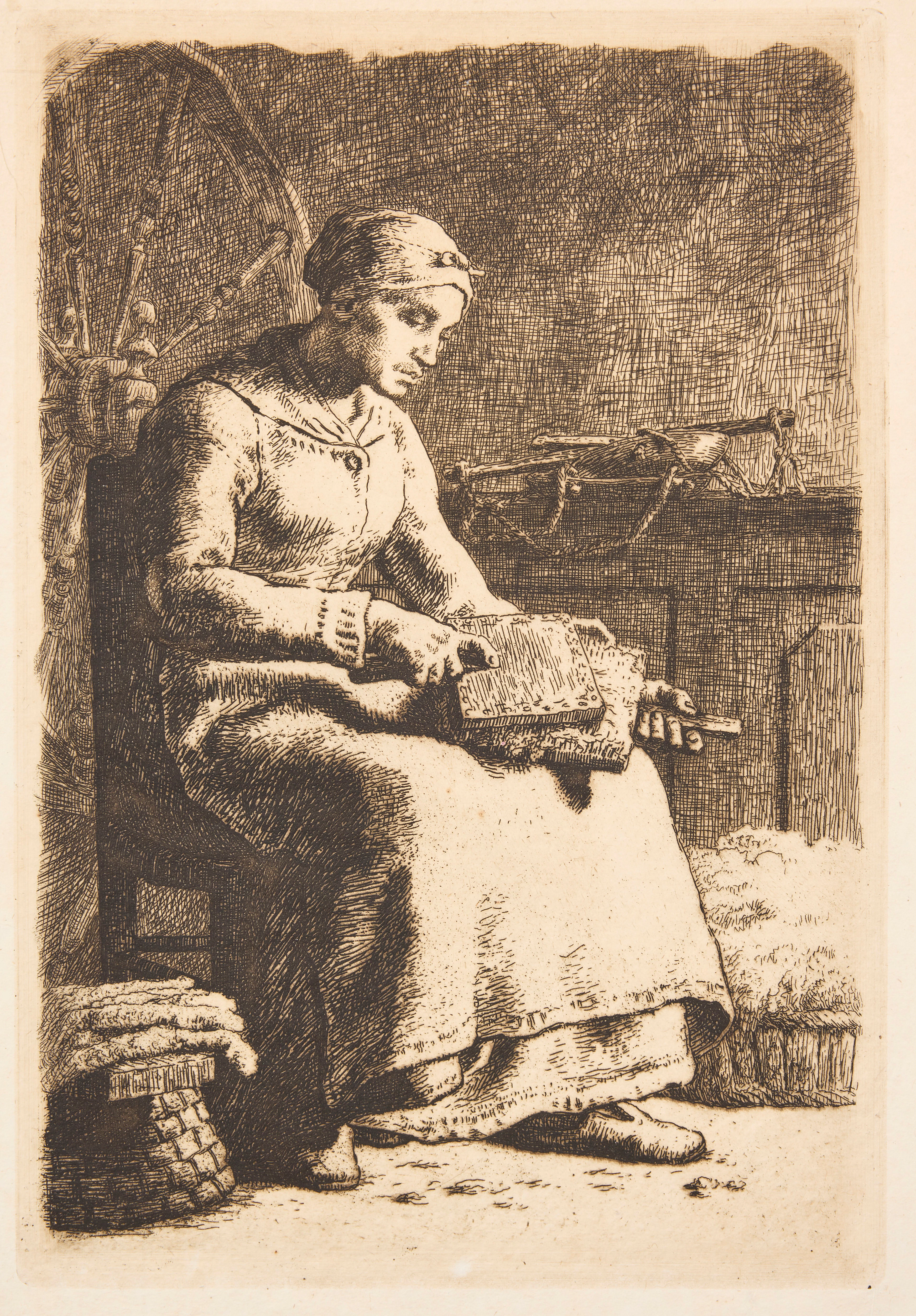 JEAN-FRANÇOIS MILLET. "La Cardeuse".
