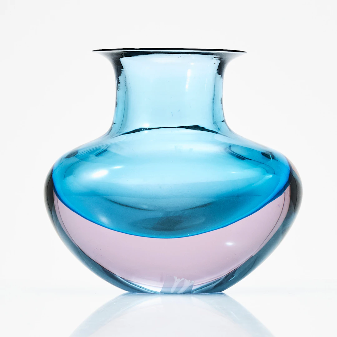 FLAVIO POLI. Vas, Murano Seguso Vetri d'Arte, 1950/60-tal, sommerso-teknik