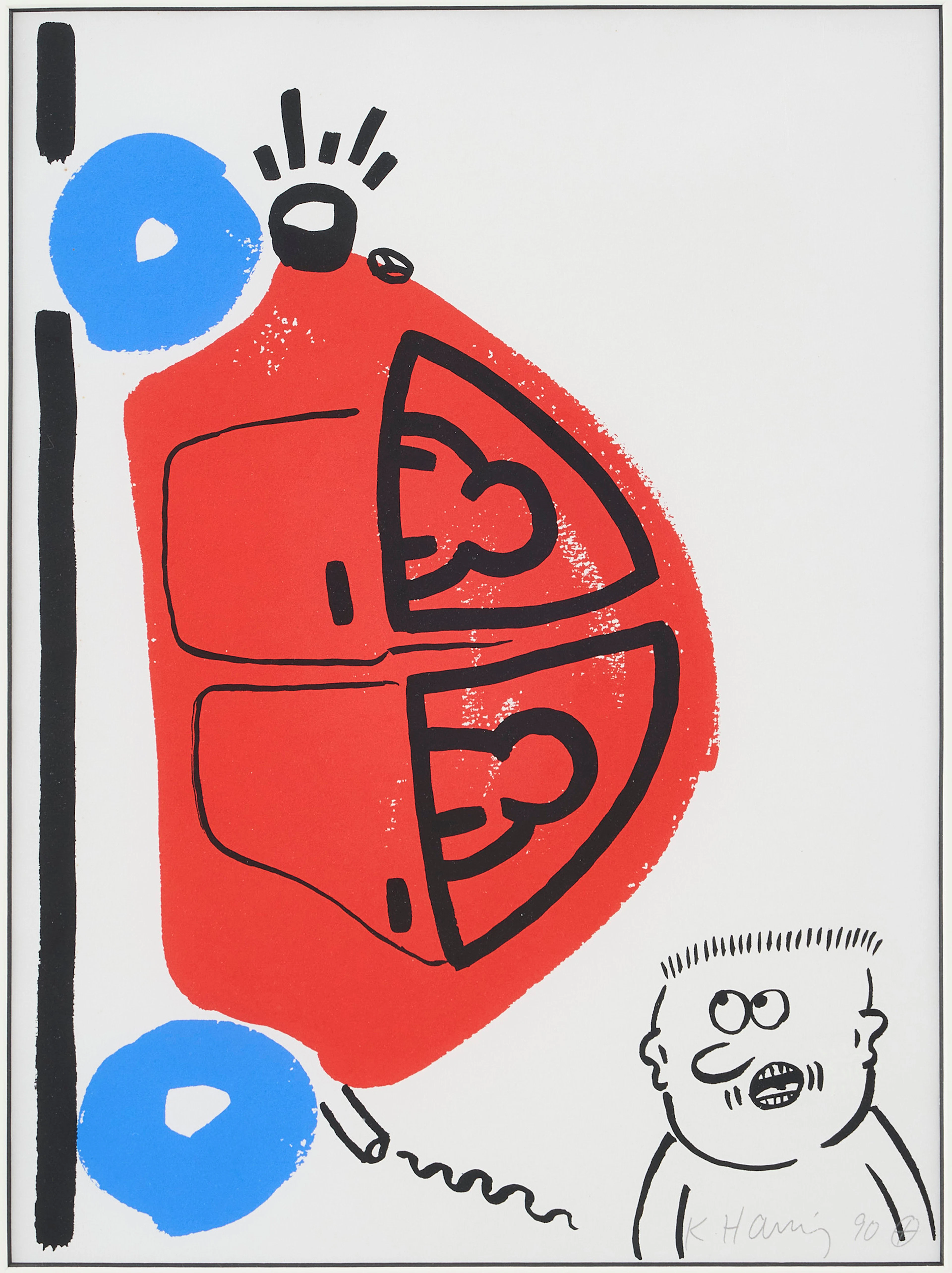 KEITH HARING. "The Story of Red and Blue #16".