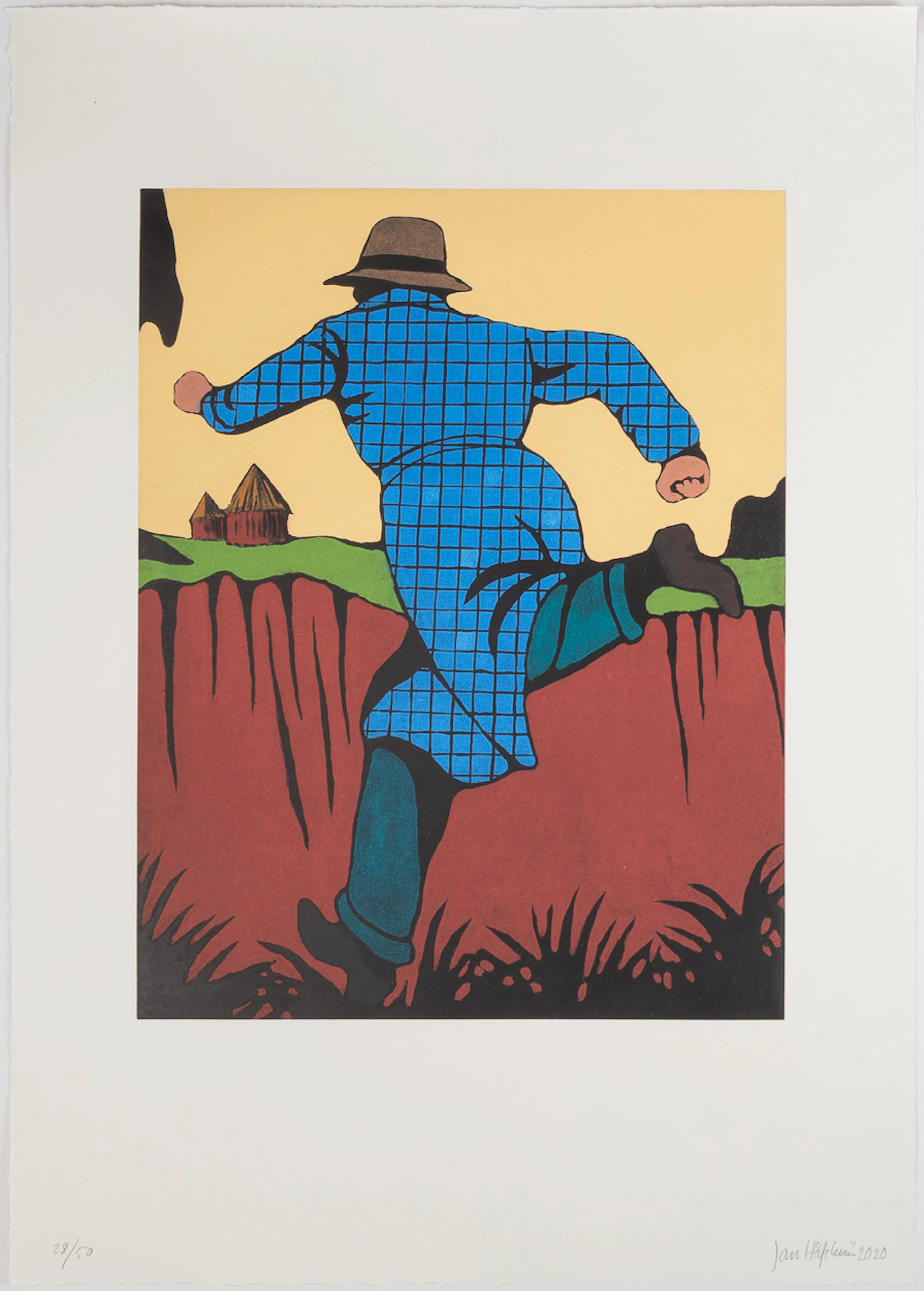 JAN HÅFSTRÖM (FÖDD 1937). "Den eviga återkomsten", färgetsning, oramat blad.