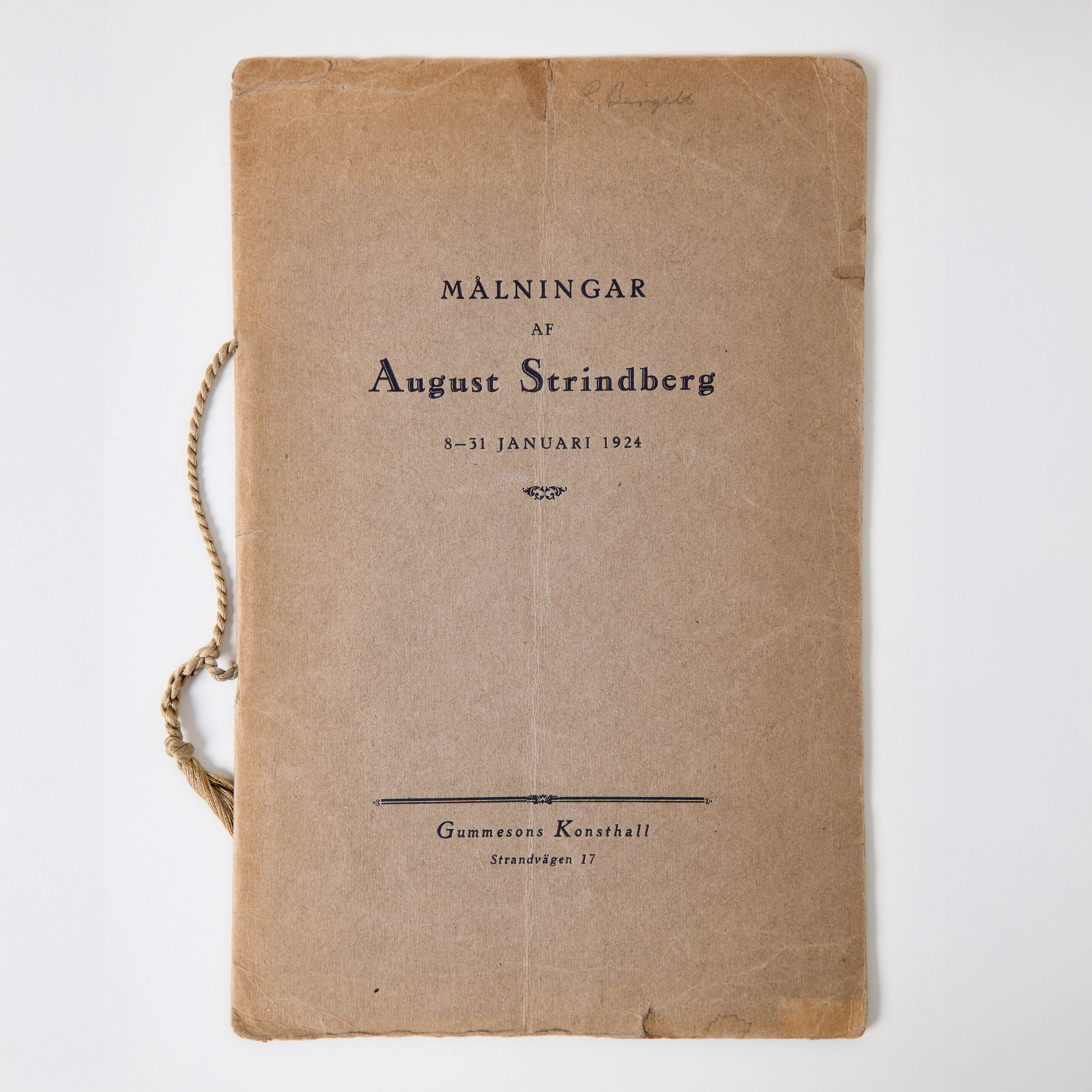 AUGUST STRINDBERG, OVANLIG UTSTÄLLNINGSKATALOG, GUMMESON, 1924.